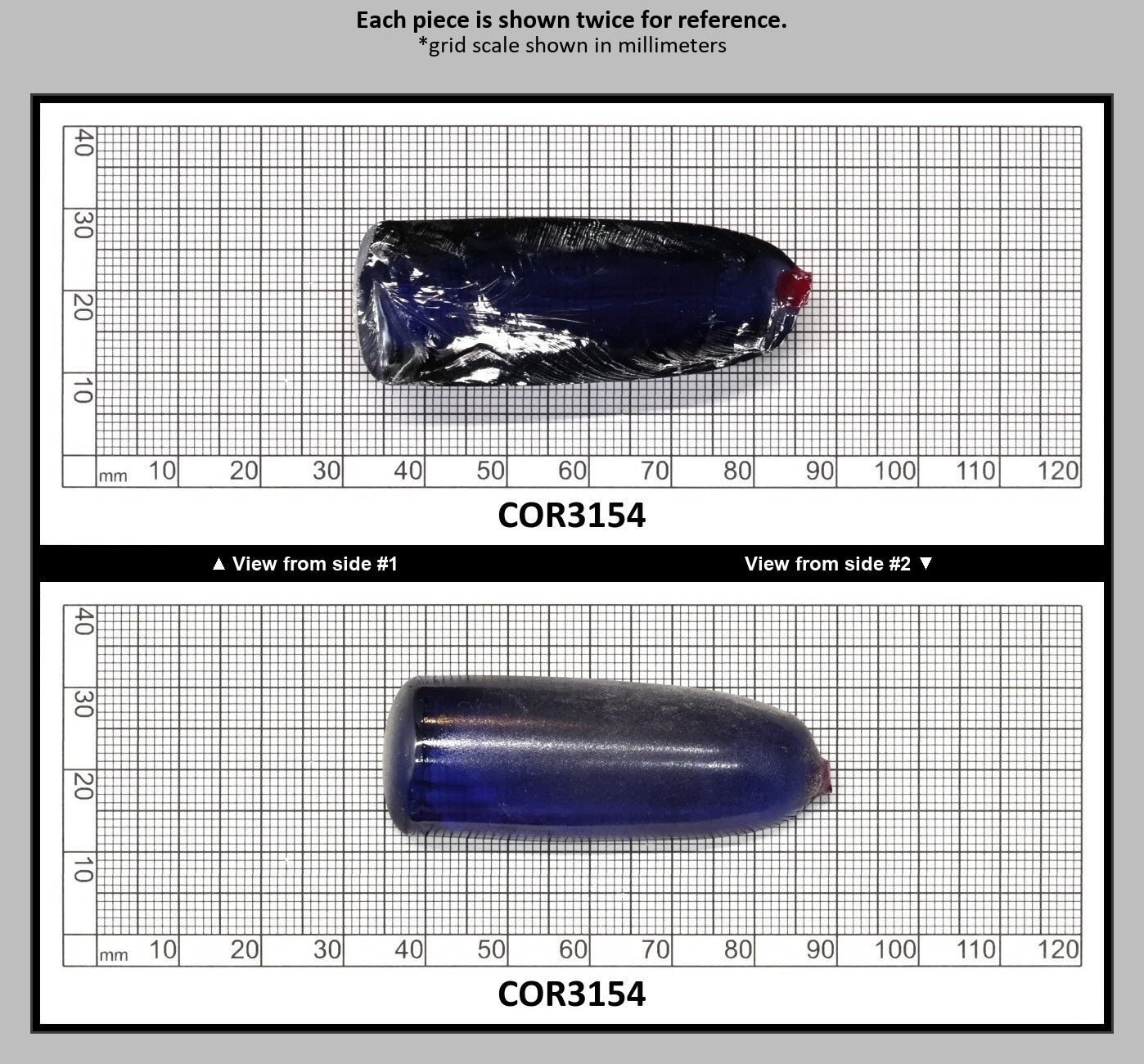 Montana Blue #31 Lab Created Corundum Sapphire Faceting Rough for Gem Cutting - Various Sizes - Split Boule : COR3154