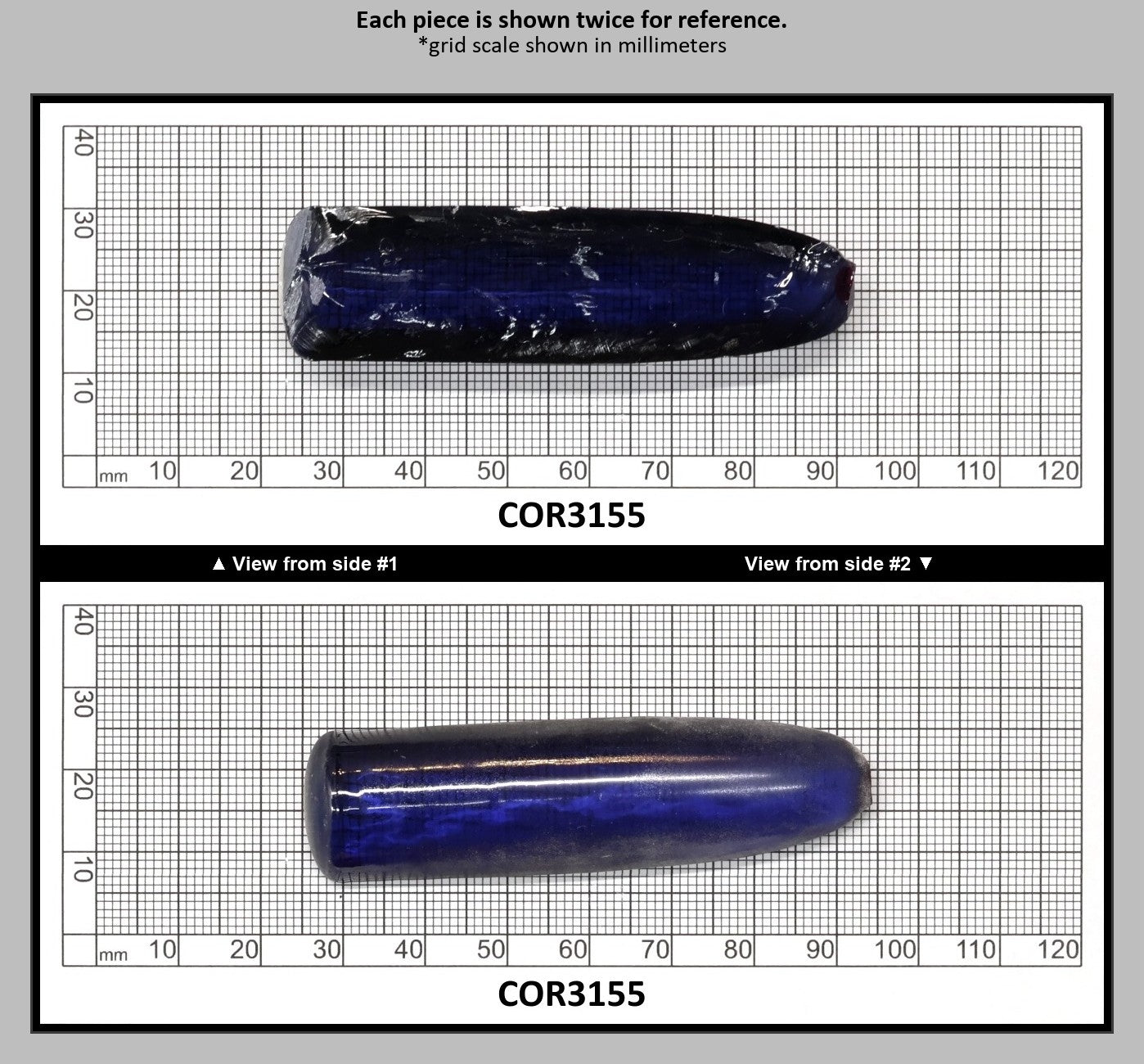 Montana Blue #31 Lab Created Corundum Sapphire Faceting Rough for Gem Cutting - Various Sizes - Split Boule : COR3155