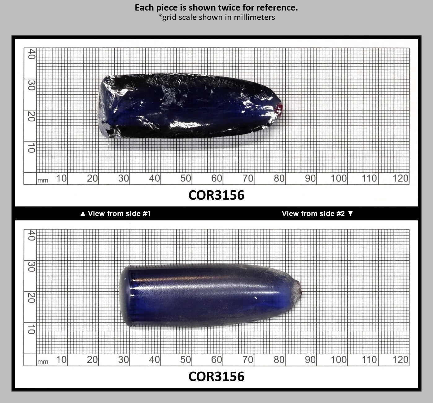 Montana Blue #31 Lab Created Corundum Sapphire Faceting Rough for Gem Cutting - Various Sizes - Split Boule : COR3156