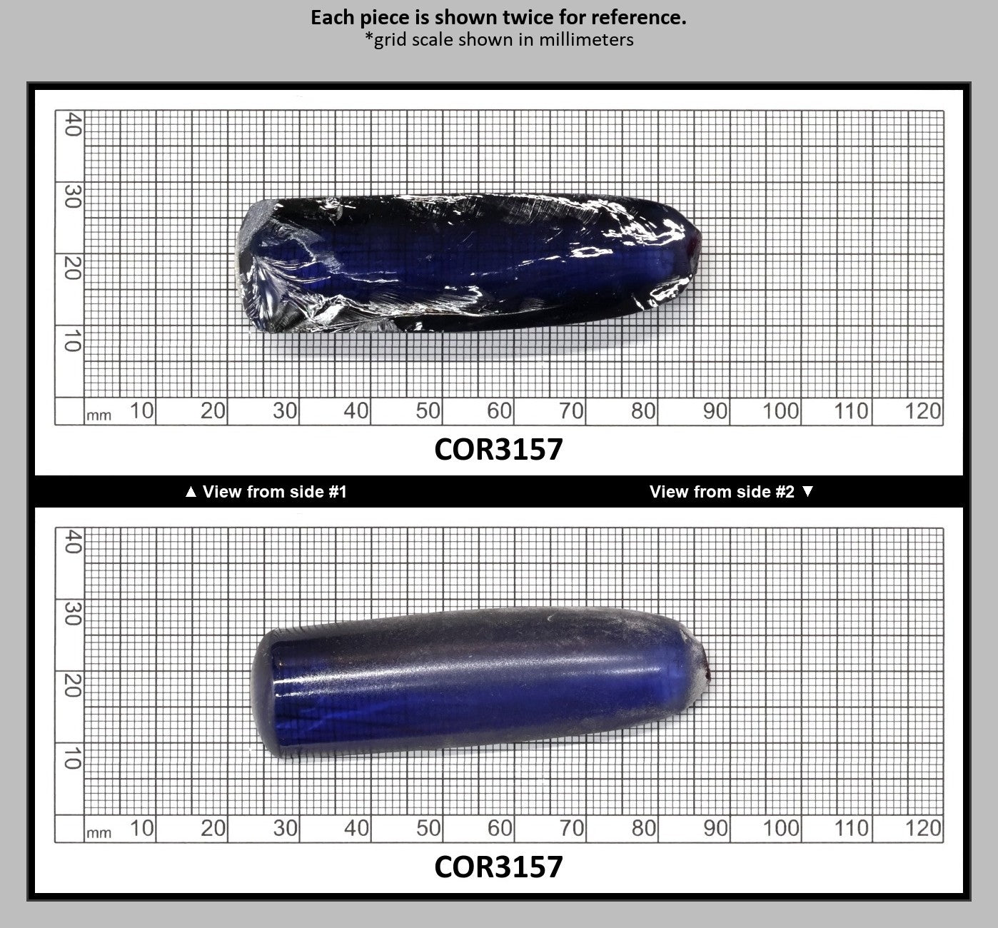Montana Blue #31 Lab Created Corundum Sapphire Faceting Rough for Gem Cutting - Various Sizes - Split Boule : COR3157
