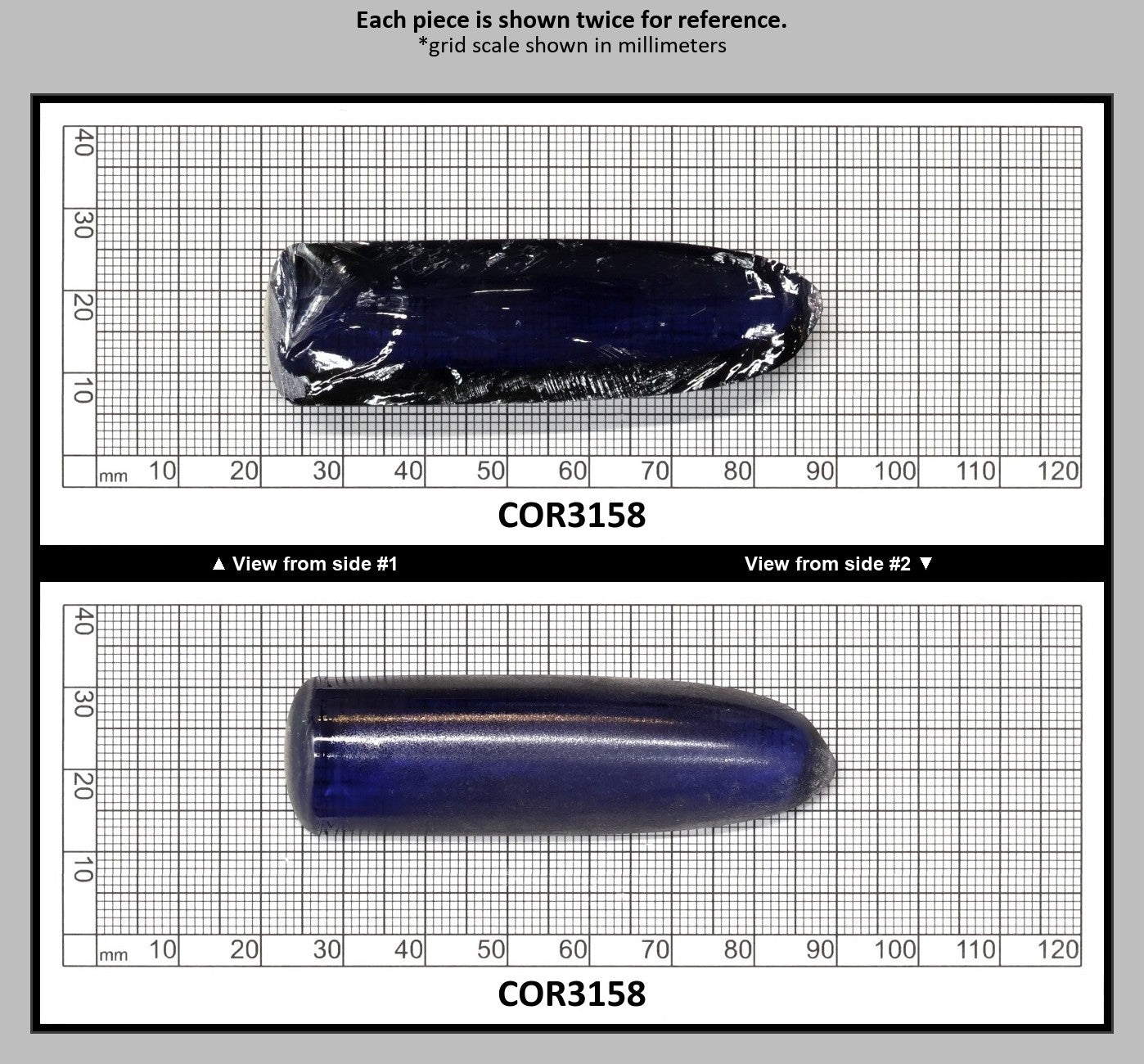 Montana Blue #31 Lab Created Corundum Sapphire Faceting Rough for Gem Cutting - Various Sizes - Split Boule : COR3158