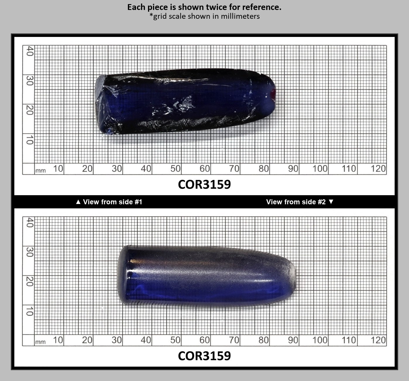Montana Blue #31 Lab Created Corundum Sapphire Faceting Rough for Gem Cutting - Various Sizes - Split Boule : COR3159