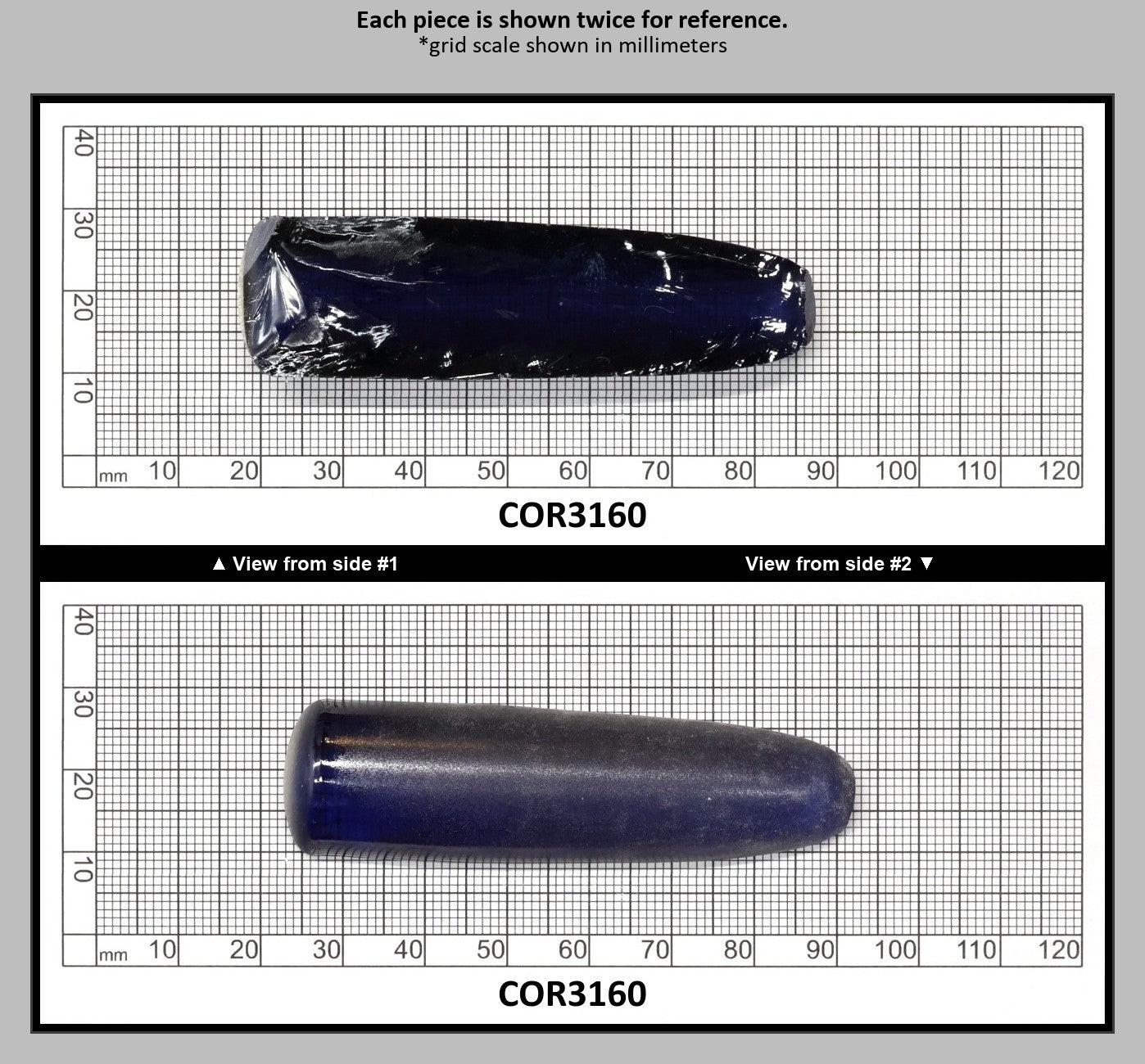 Montana Blue #31 Lab Created Corundum Sapphire Faceting Rough for Gem Cutting - Various Sizes - Split Boule : COR3160