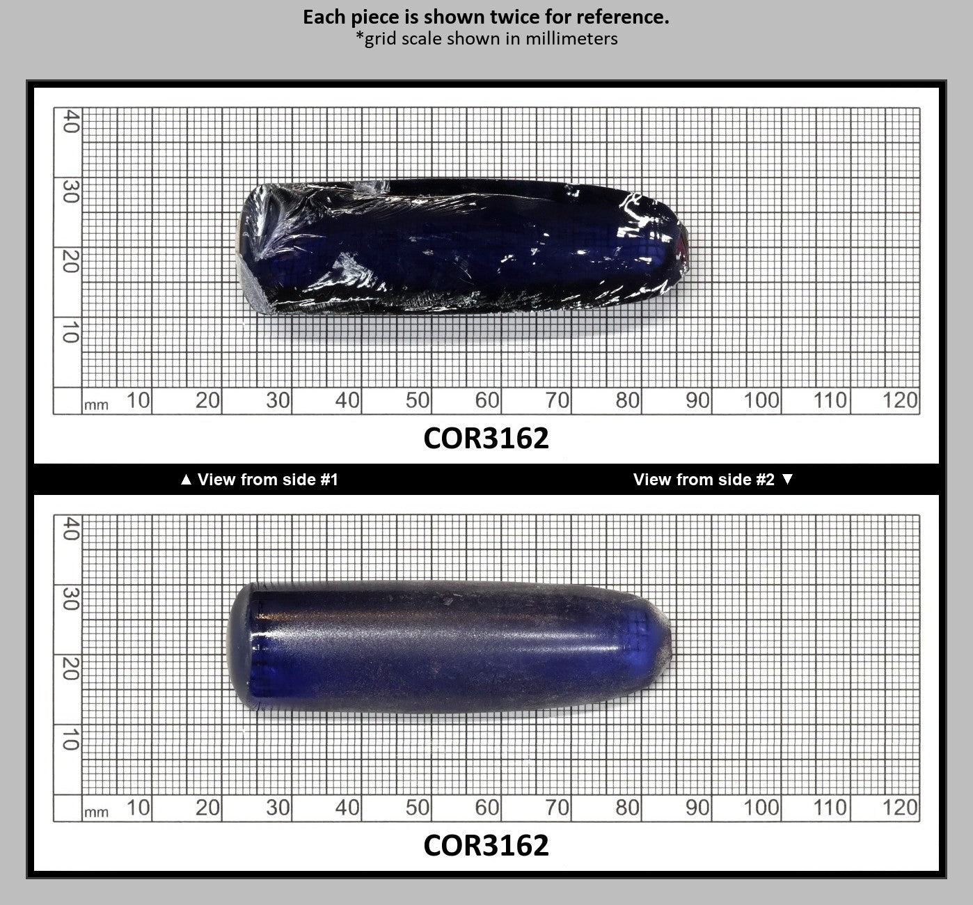 Montana Blue #31 Lab Created Corundum Sapphire Faceting Rough for Gem Cutting - Various Sizes - Split Boule : COR3162