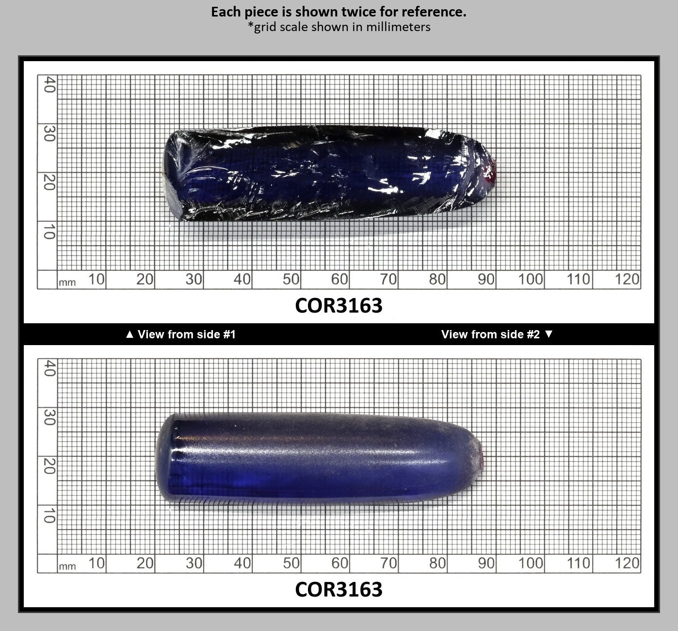 Montana Blue #31 Lab Created Corundum Sapphire Faceting Rough for Gem Cutting - Various Sizes - Split Boule : COR3163