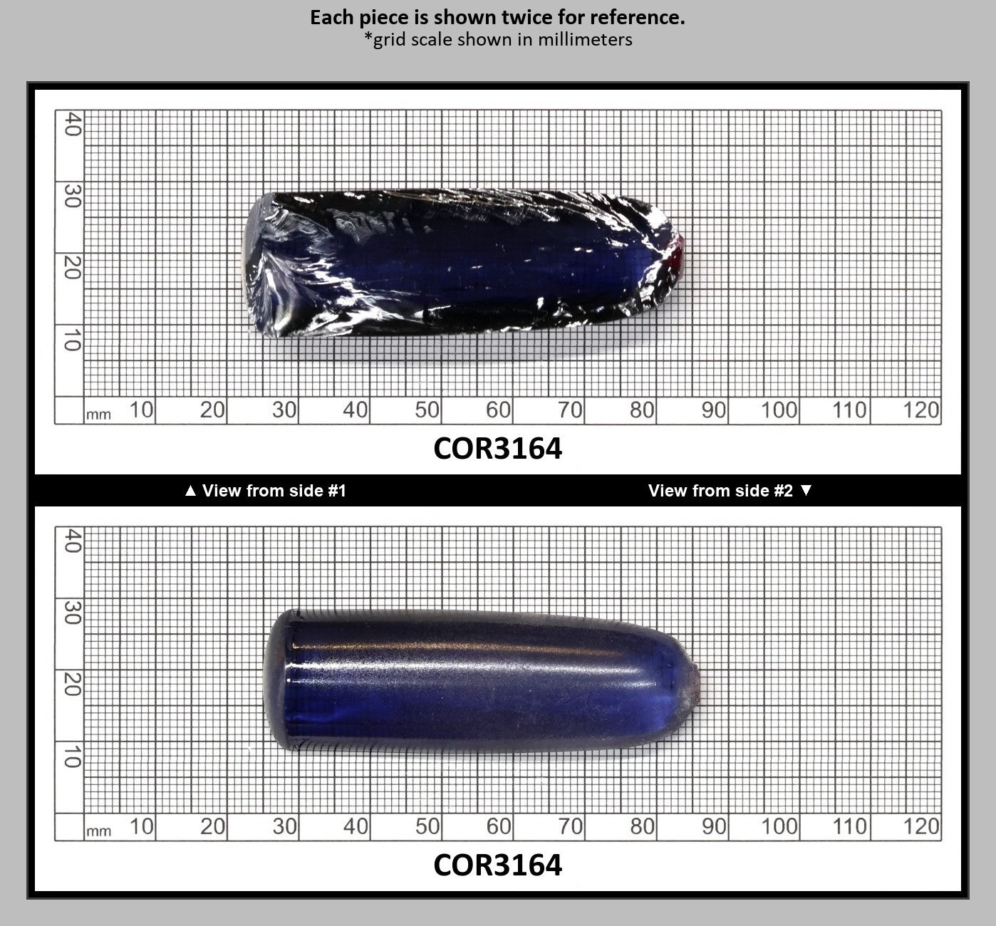 Montana Blue #31 Lab Created Corundum Sapphire Faceting Rough for Gem Cutting - Various Sizes - Split Boule : COR3164