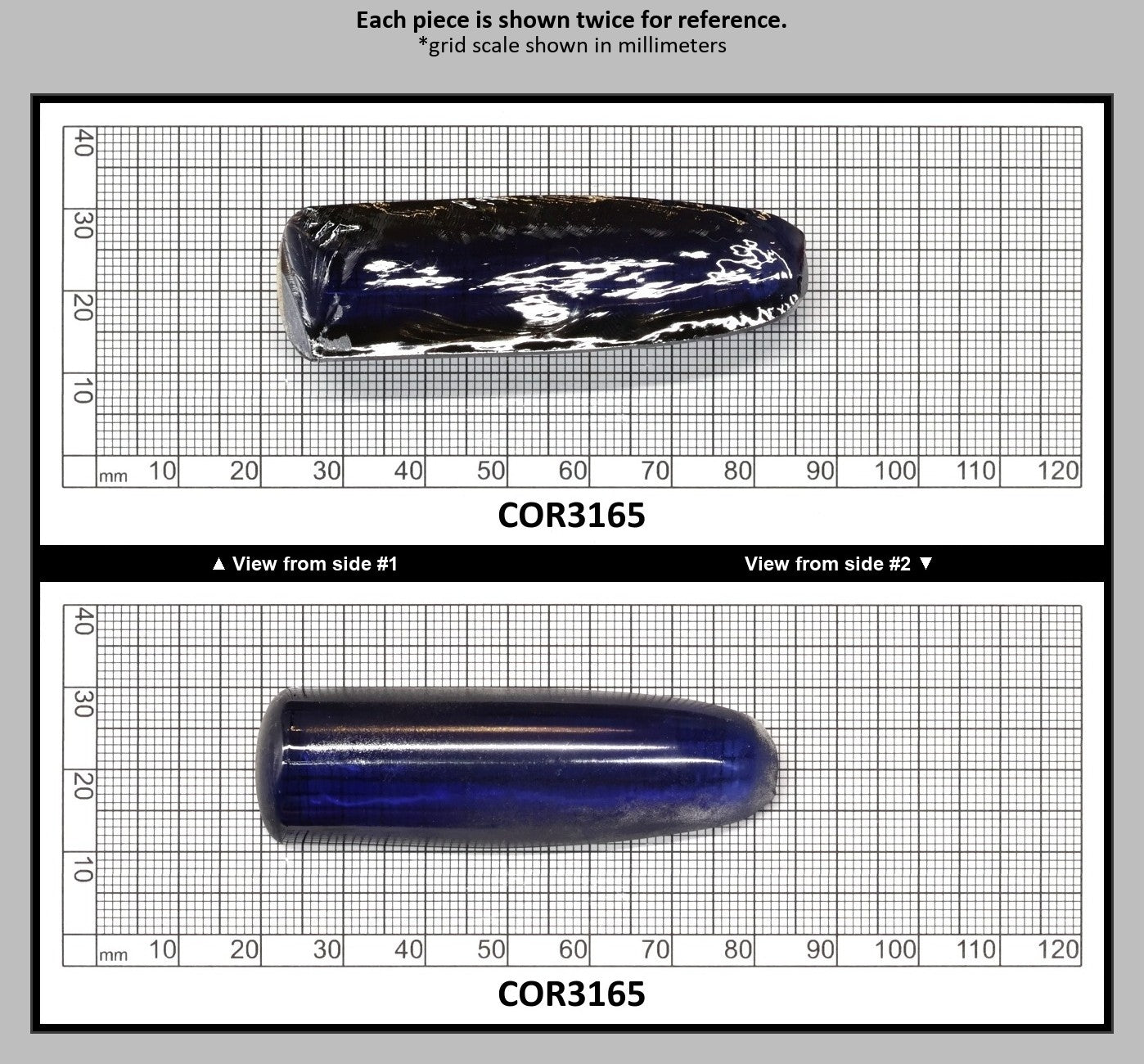 Montana Blue #31 Lab Created Corundum Sapphire Faceting Rough for Gem Cutting - Various Sizes - Split Boule : COR3165