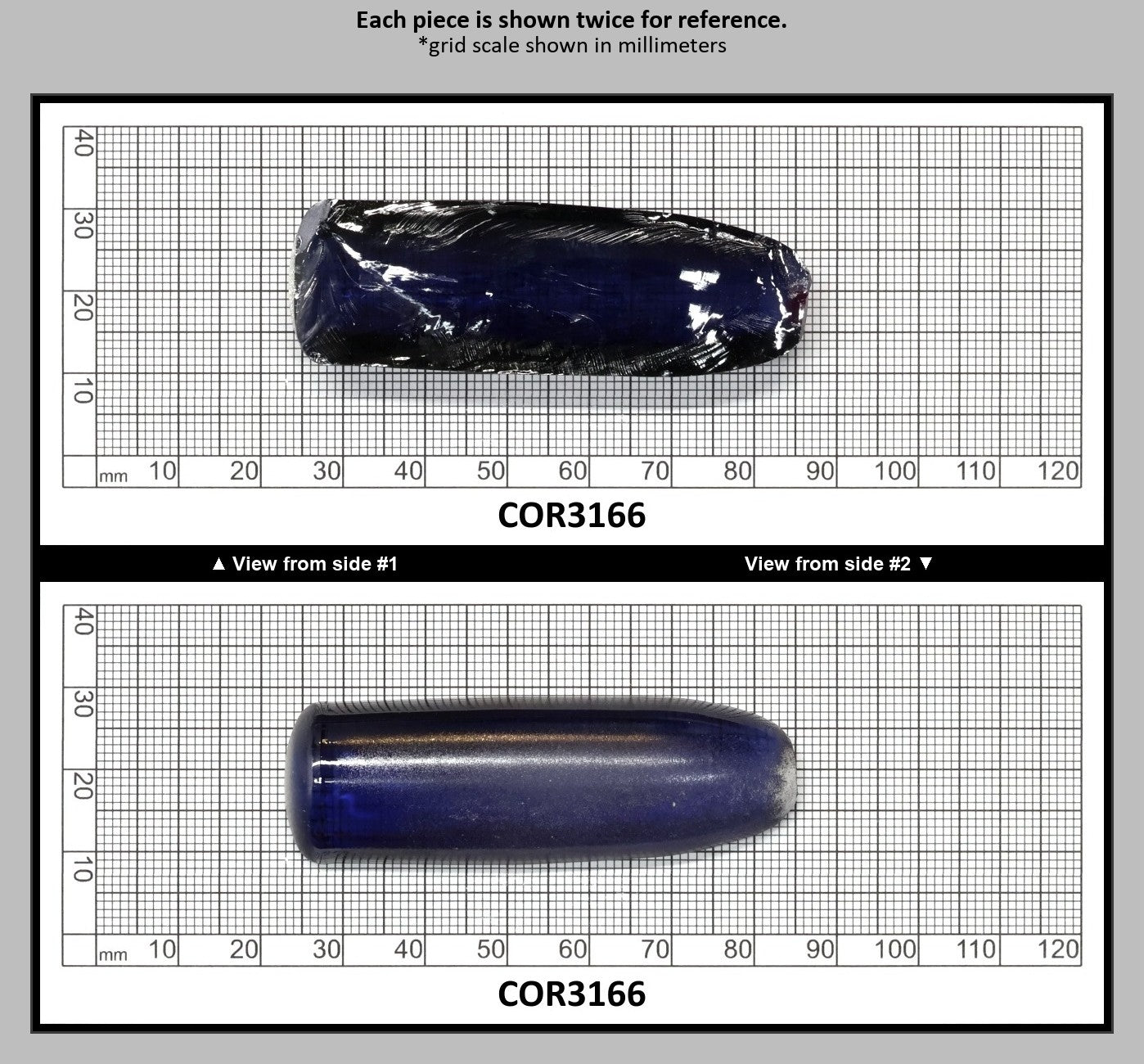 Montana Blue #31 Lab Created Corundum Sapphire Faceting Rough for Gem Cutting - Various Sizes - Split Boule : COR3166