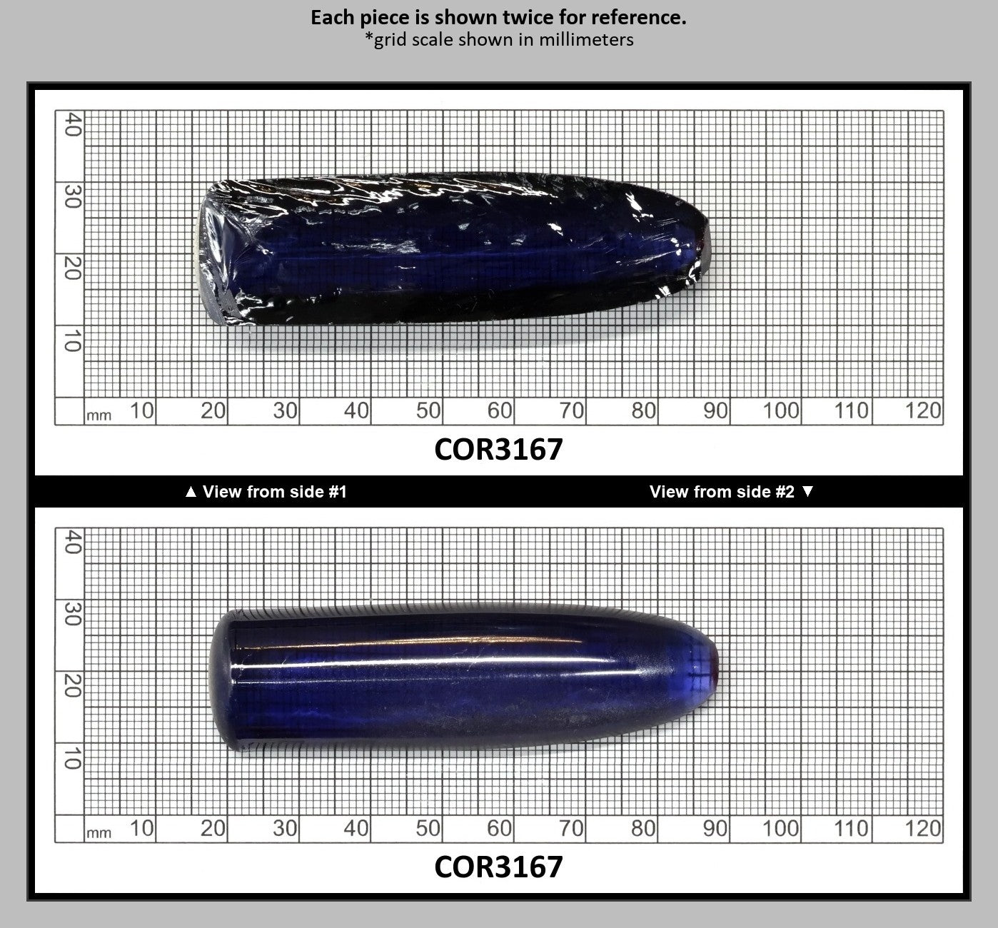 Montana Blue #31 Lab Created Corundum Sapphire Faceting Rough for Gem Cutting - Various Sizes - Split Boule : COR3167