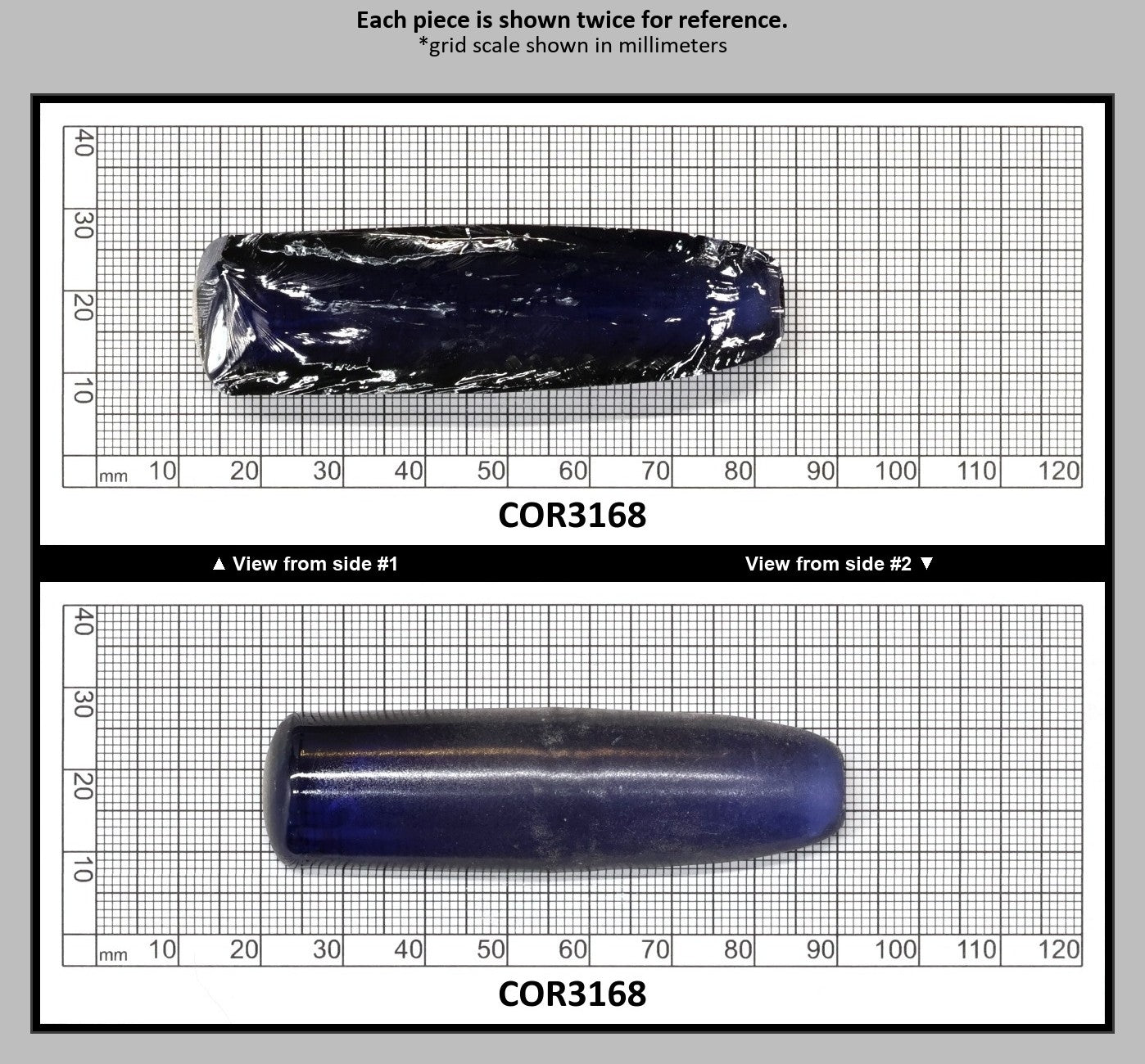 Montana Blue #31 Lab Created Corundum Sapphire Faceting Rough for Gem Cutting - Various Sizes - Split Boule : COR3168