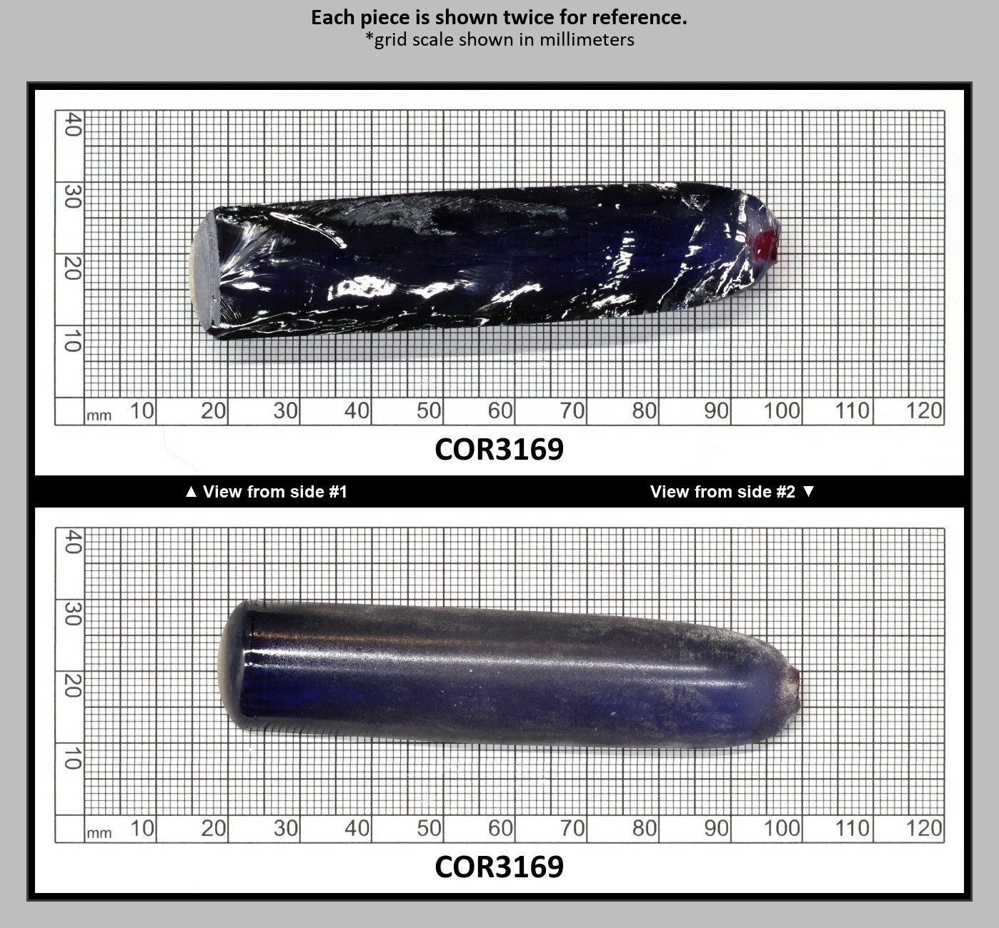 Montana Blue #31 Lab Created Corundum Sapphire Faceting Rough for Gem Cutting - Various Sizes - Split Boule : COR3169