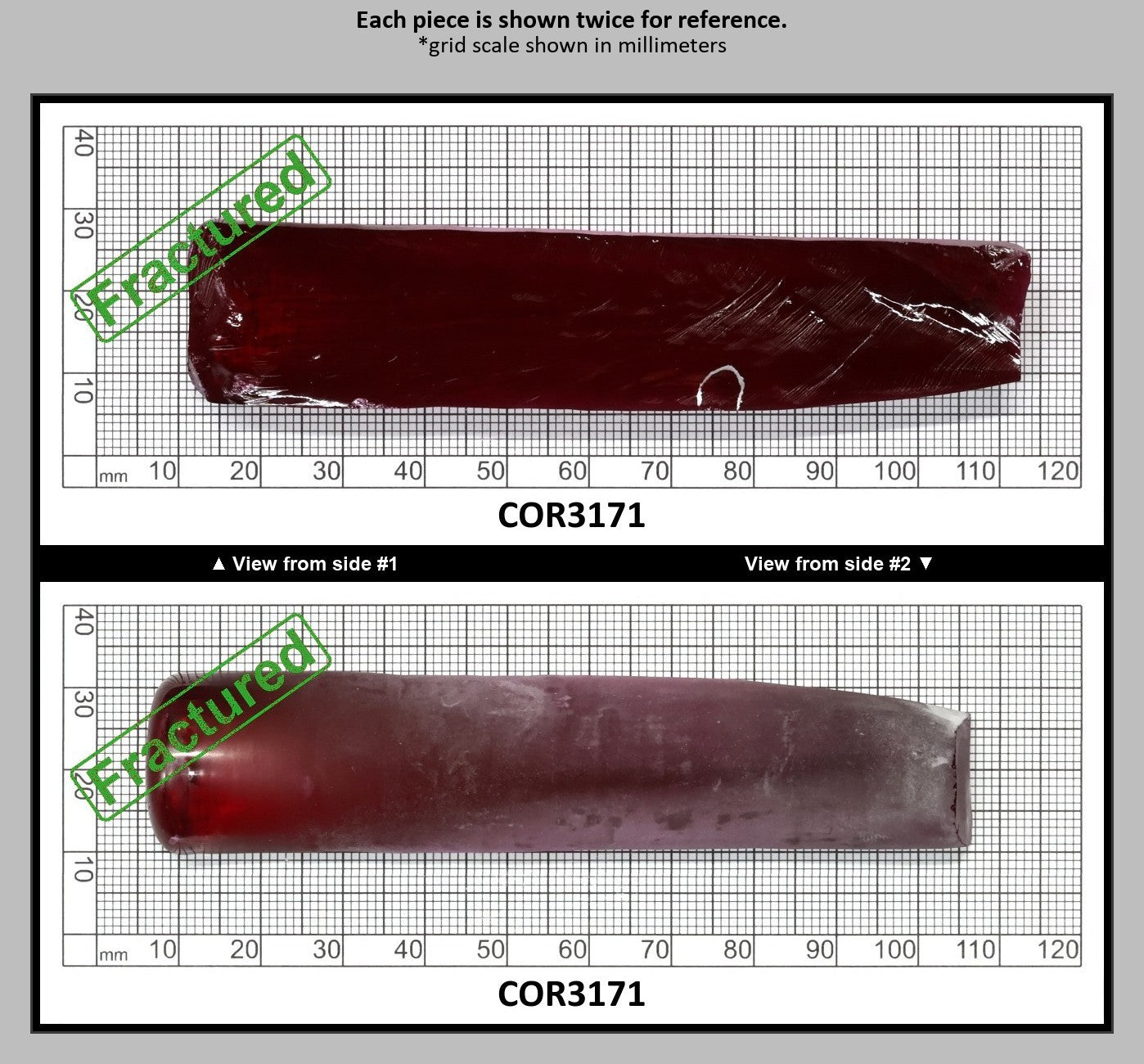 Ruby Red #5 Lab Created Corundum Sapphire Faceting Rough for Gem Cutting - Various Sizes - Split Boule : COR3171
