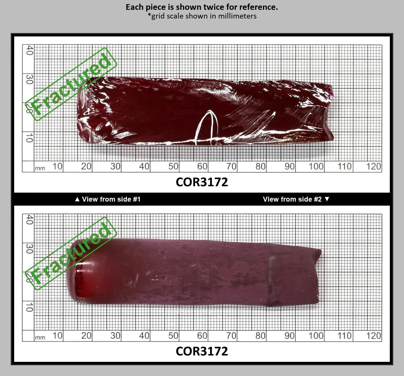 Ruby Red #5 Lab Created Corundum Sapphire Faceting Rough for Gem Cutting - Various Sizes - Split Boule : COR3172