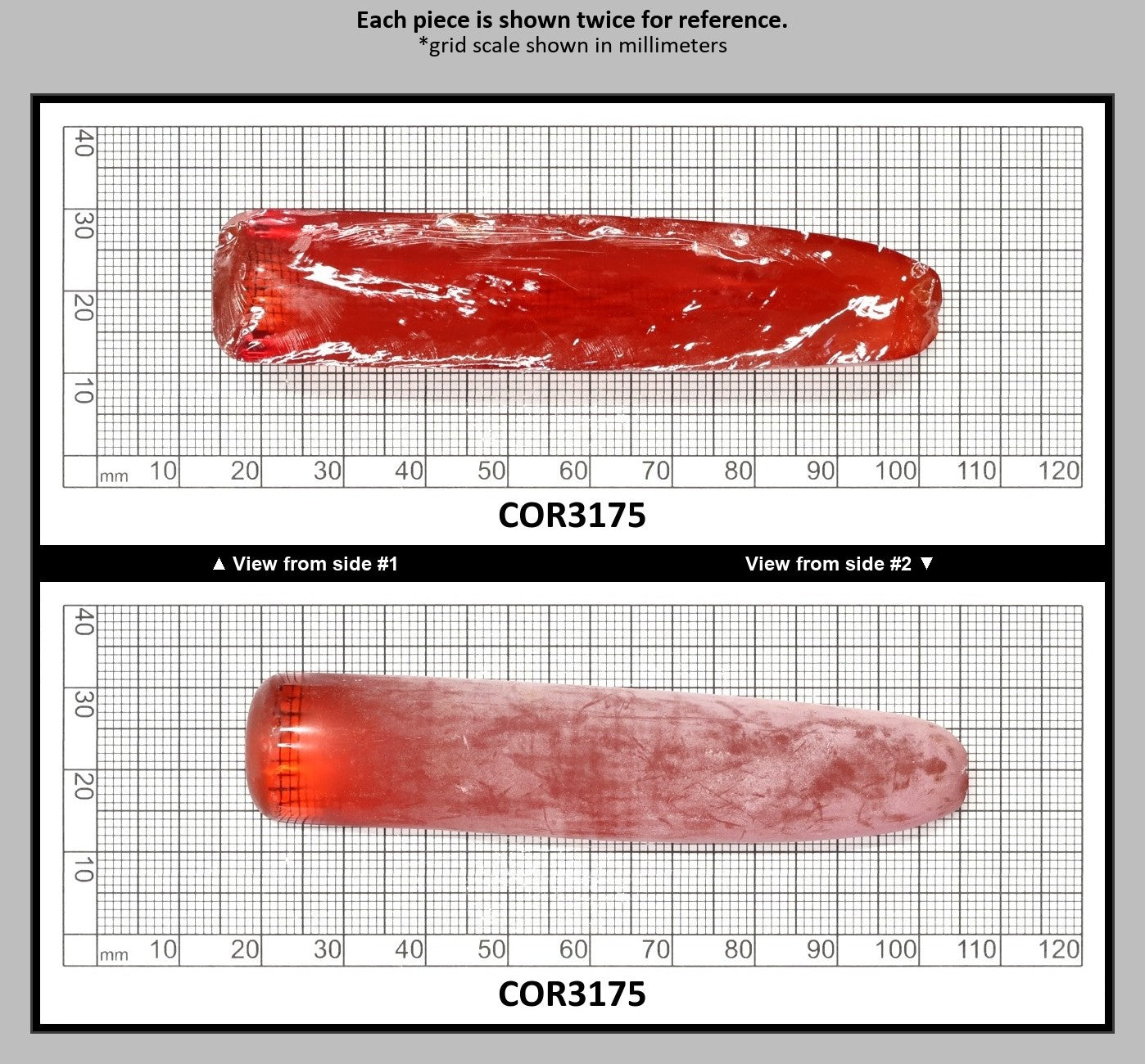 Djeva Padparadscha #55SP Lab Created Corundum Sapphire Faceting Rough for Gem Cutting - DISCONTINUED - Various Sizes - Split Boule : COR3175