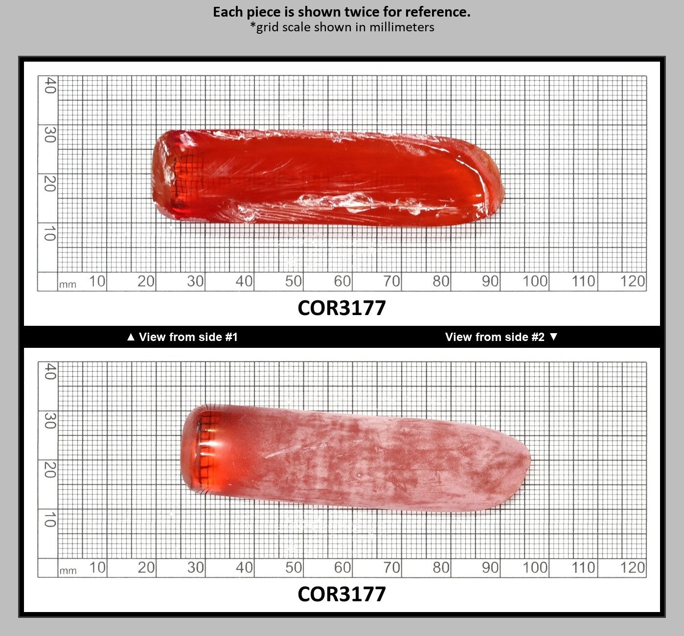 Djeva Padparadscha #55SP Lab Created Corundum Sapphire Faceting Rough for Gem Cutting - DISCONTINUED - Various Sizes - Split Boule : COR3177
