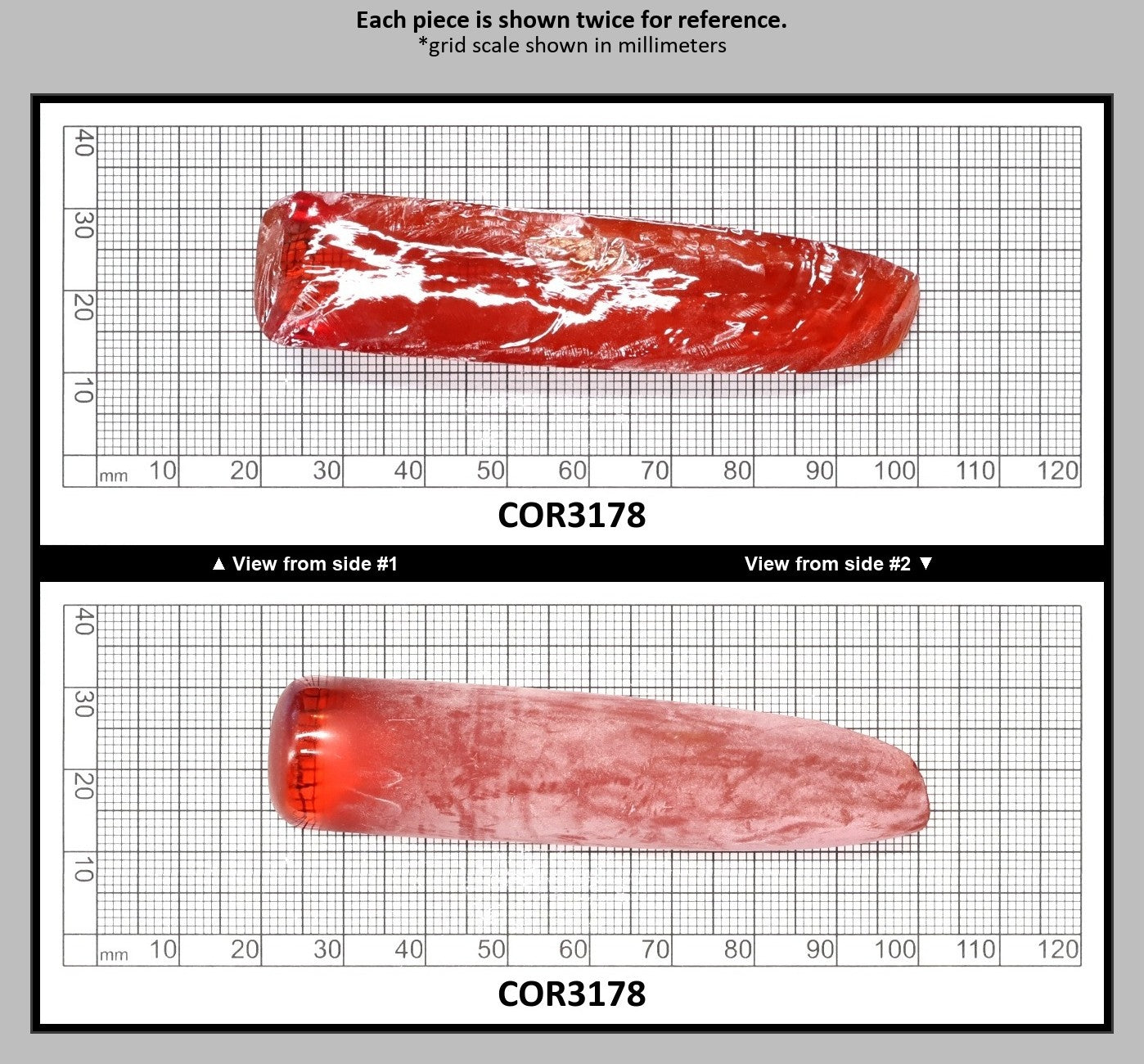Djeva Padparadscha #55SP Lab Created Corundum Sapphire Faceting Rough for Gem Cutting - DISCONTINUED - Various Sizes - Split Boule : COR3178