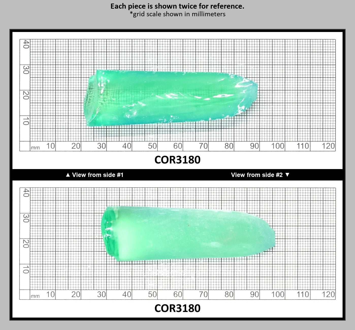 Light Green #73 Lab Created Corundum Sapphire Faceting Rough for Gem Cutting - Various Sizes - Split Boule : COR3180