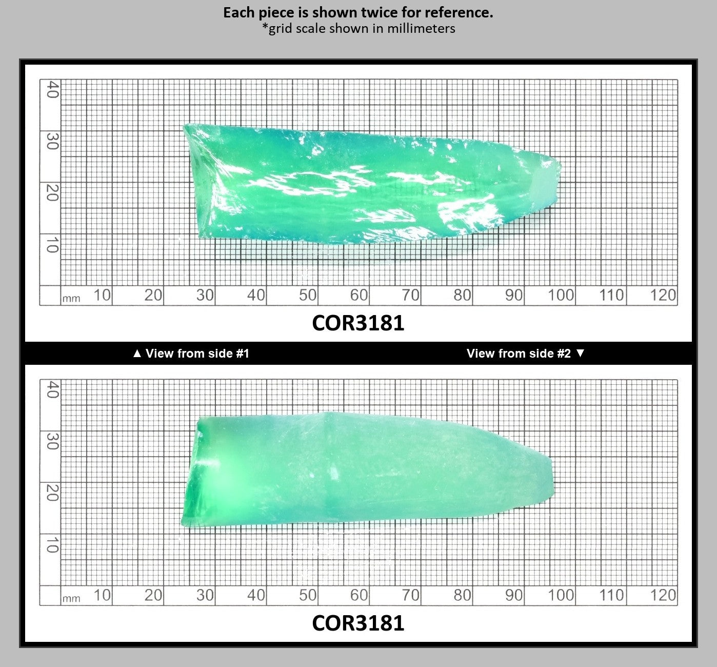 Light Green #73 Lab Created Corundum Sapphire Faceting Rough for Gem Cutting - Various Sizes - Split Boule : COR3181