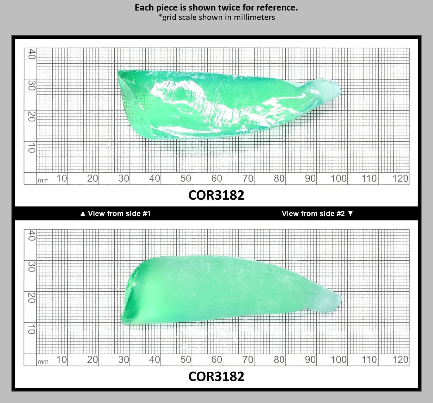Light Green #73 Lab Created Corundum Sapphire Faceting Rough for Gem Cutting - Various Sizes - Split Boule : COR3182