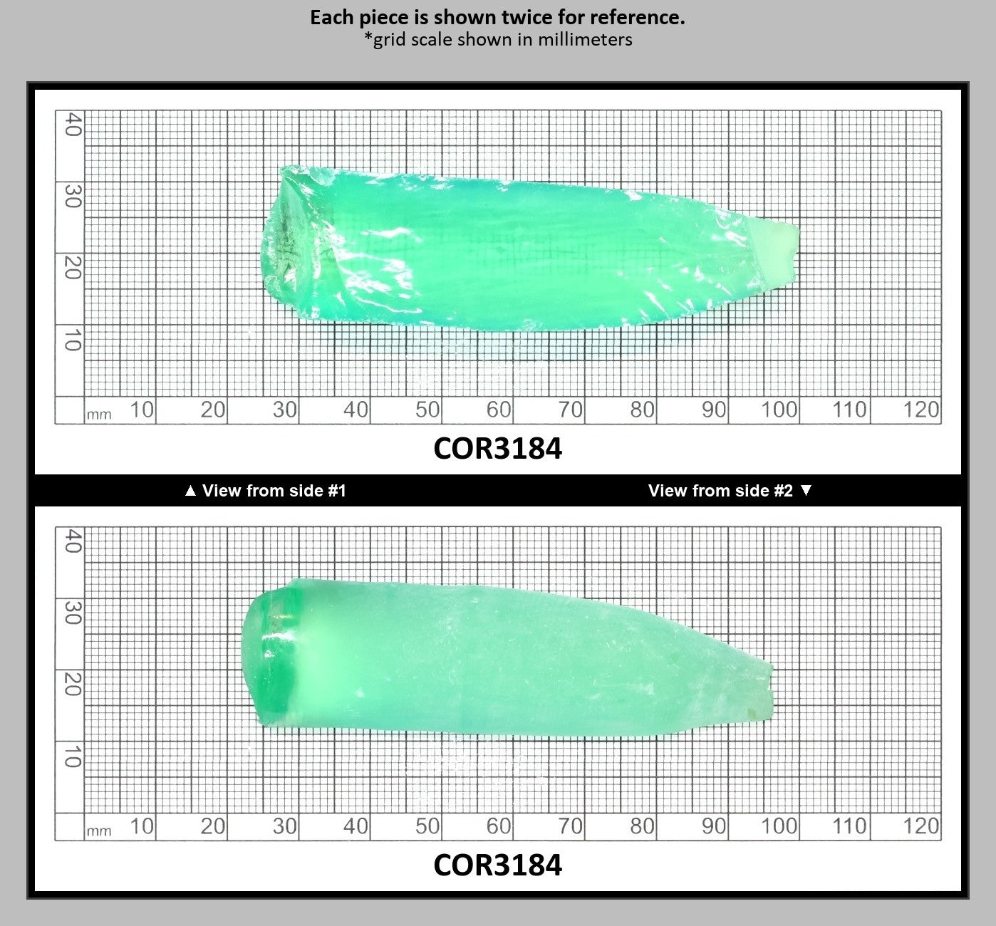 Light Green #73 Lab Created Corundum Sapphire Faceting Rough for Gem Cutting - Various Sizes - Split Boule : COR3184