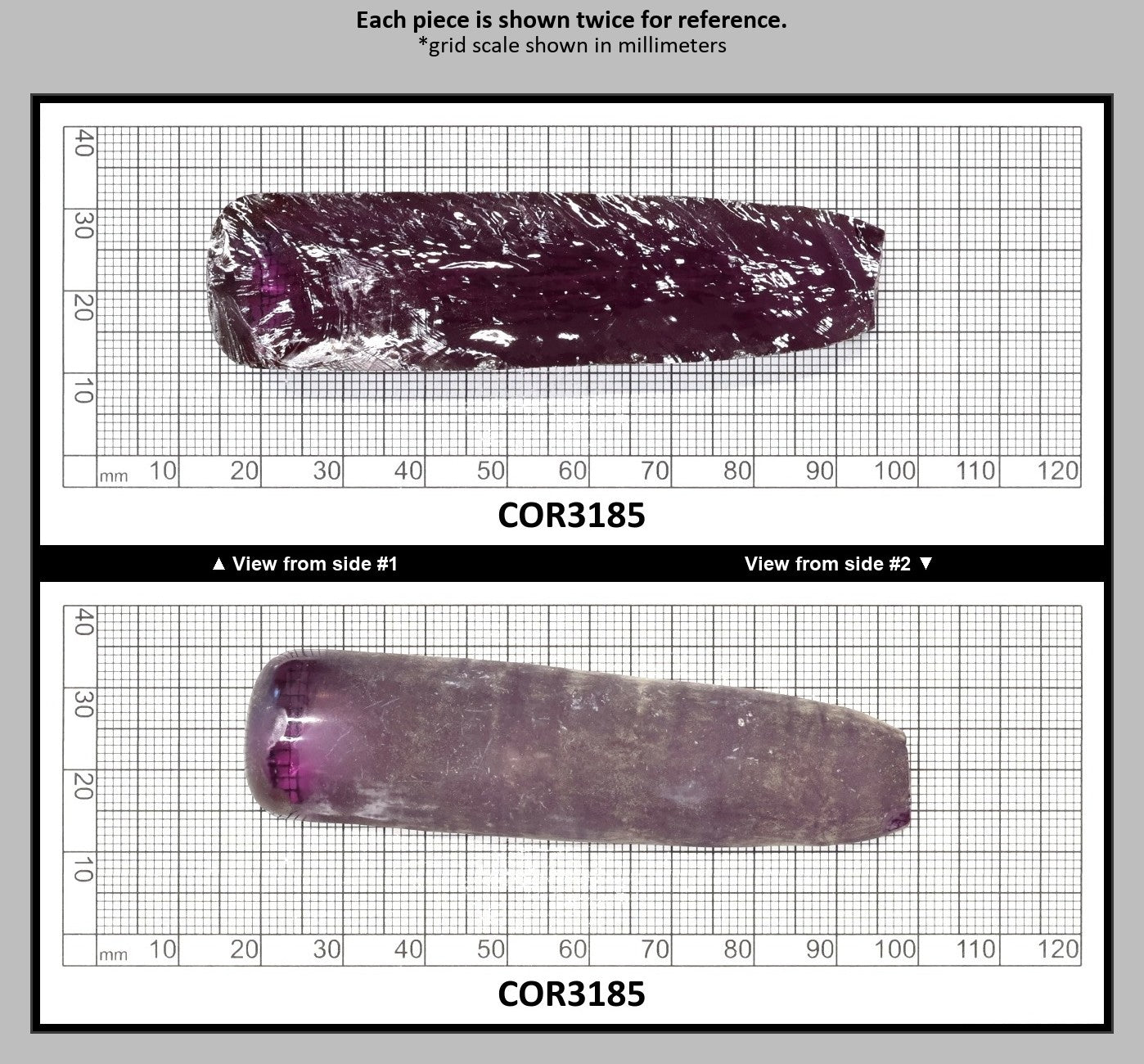 Alexandrite #46 Colored Lab Created Corundum Sapphire Faceting Rough for Gem Cutting - Various Sizes - Split Boule : COR3185
