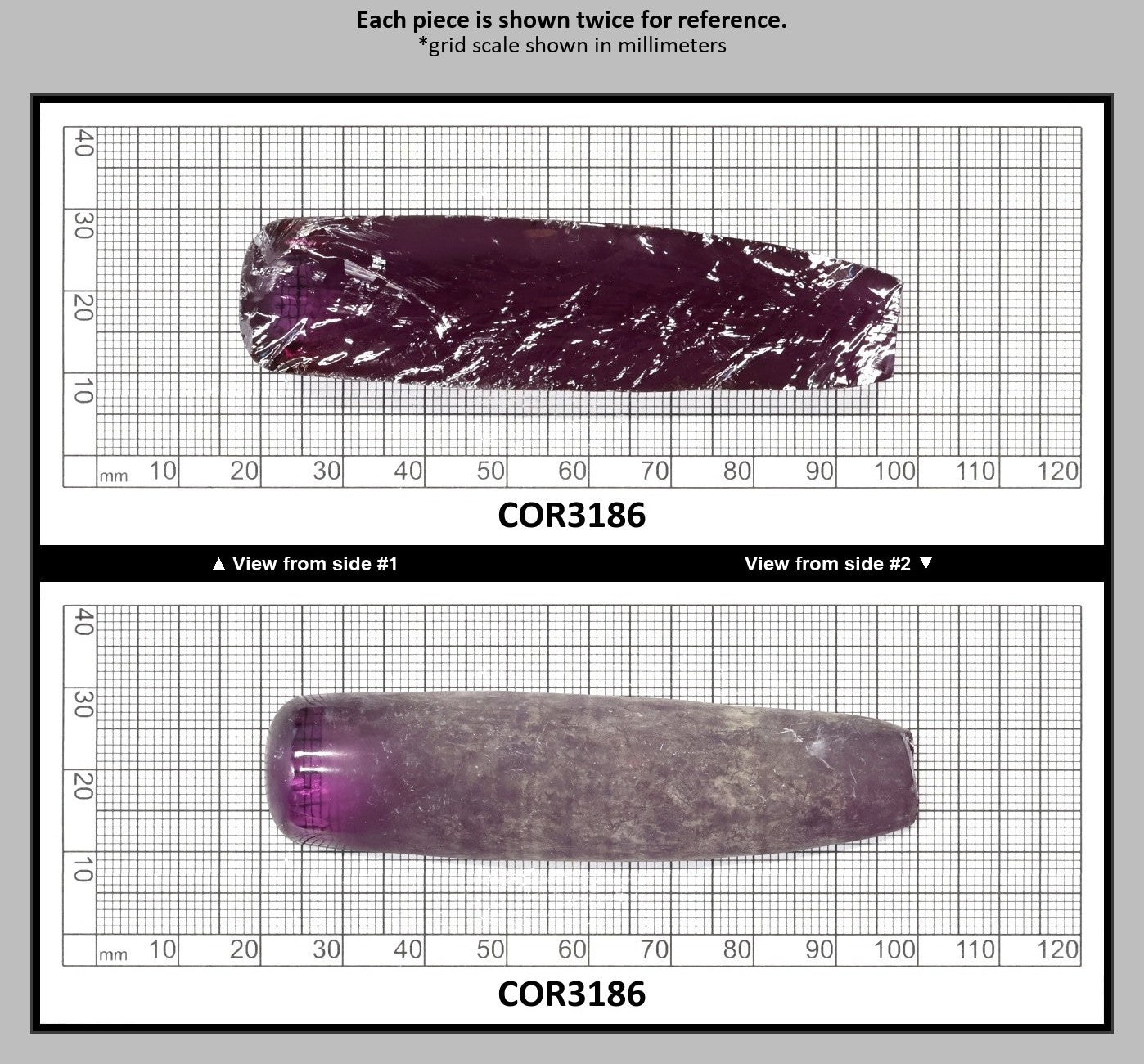 Alexandrite #46 Colored Lab Created Corundum Sapphire Faceting Rough for Gem Cutting - Various Sizes - Split Boule : COR3186