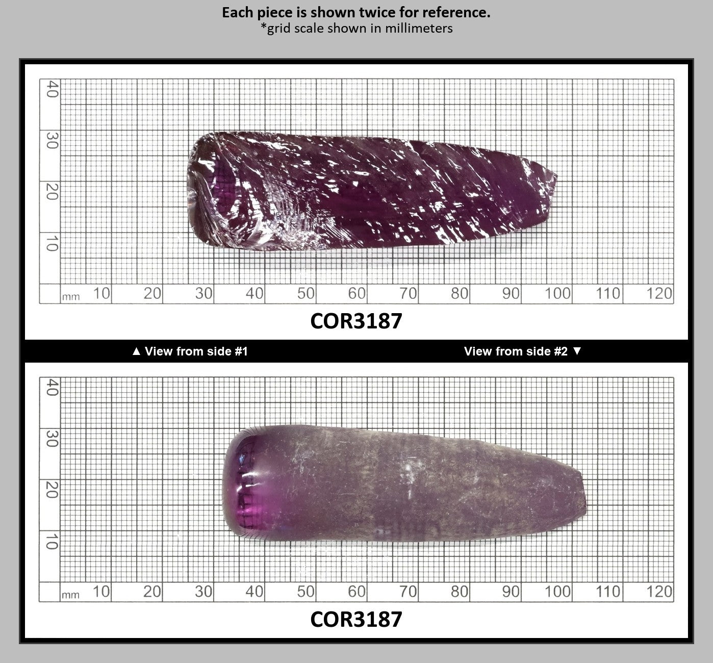 Alexandrite #46 Colored Lab Created Corundum Sapphire Faceting Rough for Gem Cutting - Various Sizes - Split Boule : COR3187