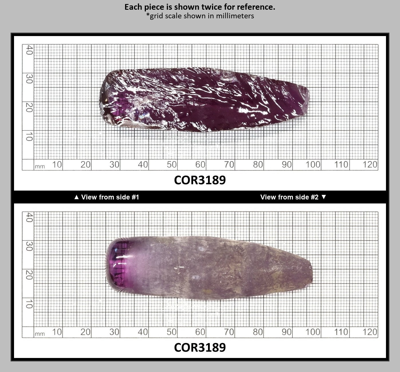 Alexandrite #46 Colored Lab Created Corundum Sapphire Faceting Rough for Gem Cutting - Various Sizes - Split Boule : COR3189