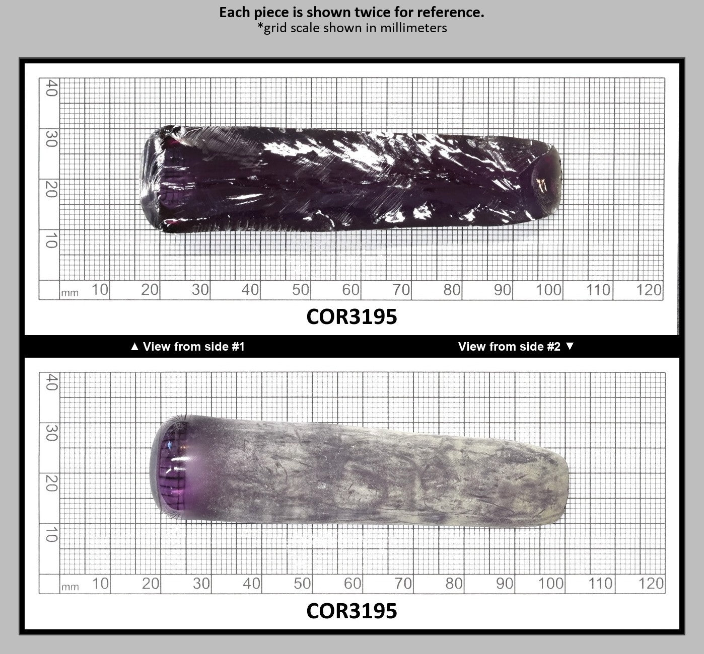 Djeva Alexandrite #47 Colored Lab Created Corundum Sapphire Faceting Rough for Gem Cutting - DISCONTINUED - Various Sizes - Split Boule : COR3195