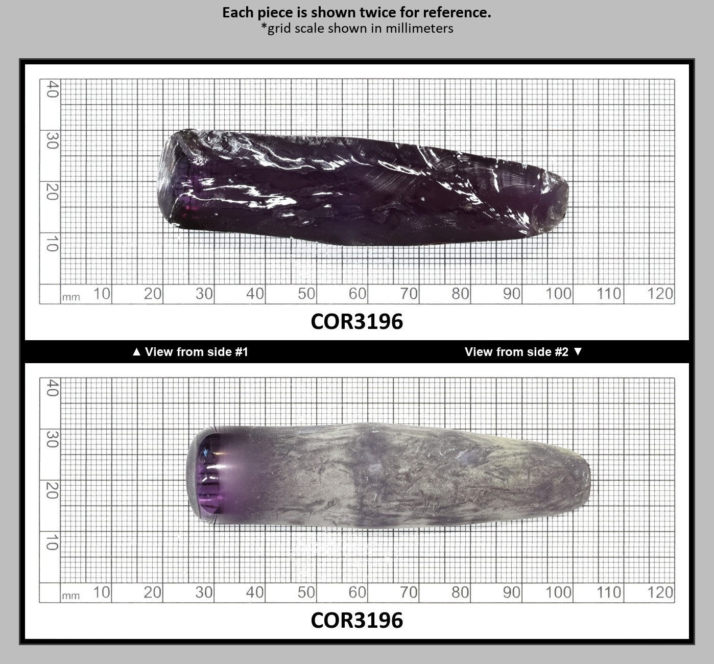 Djeva Alexandrite #47 Colored Lab Created Corundum Sapphire Faceting Rough for Gem Cutting - DISCONTINUED - Various Sizes - Split Boule : COR3196