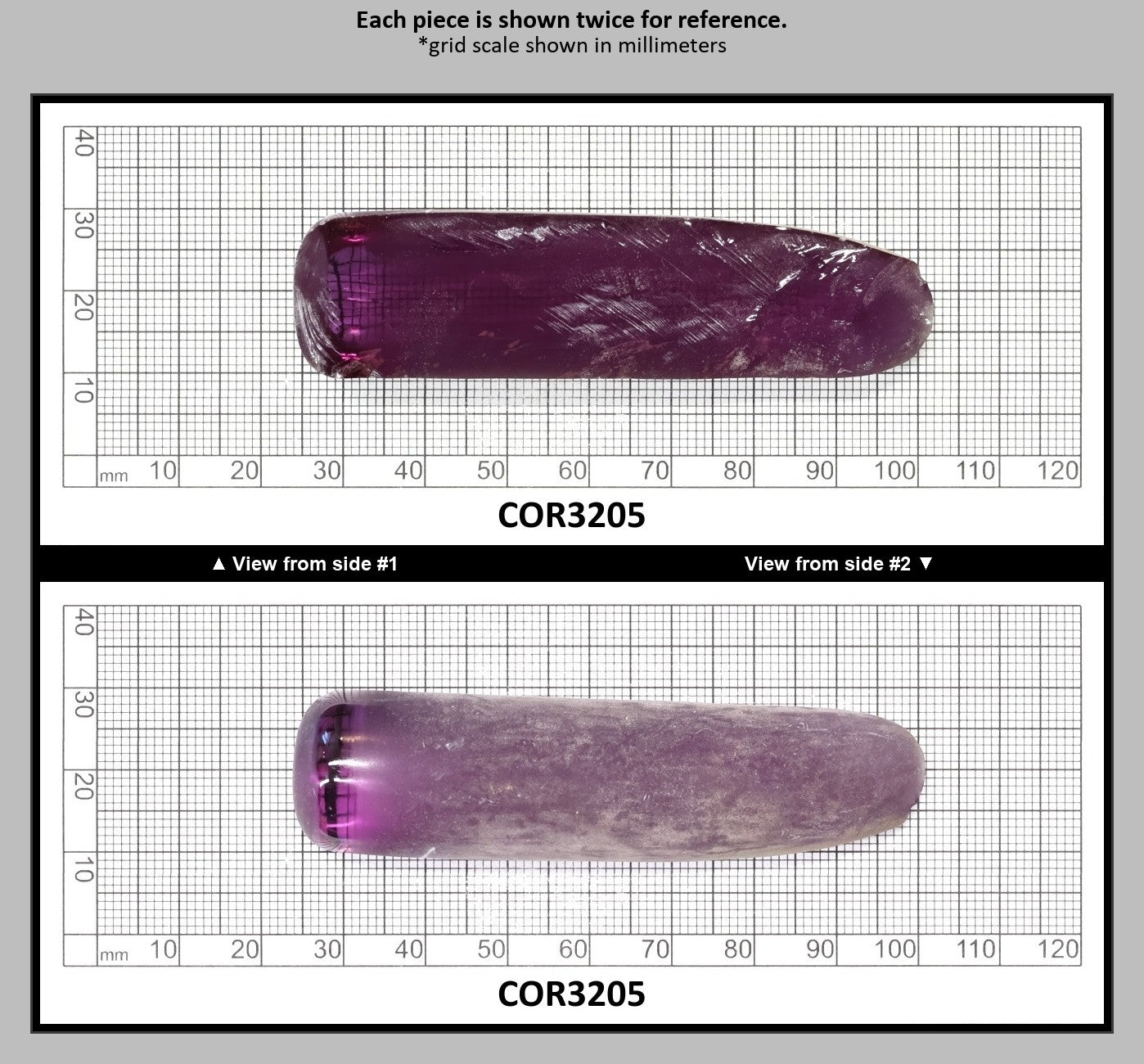 Djeva Alexandrite #48 Colored Lab Created Corundum Sapphire Faceting Rough for Gem Cutting - DISCONTINUED - Various Sizes - Split Boule : COR3205
