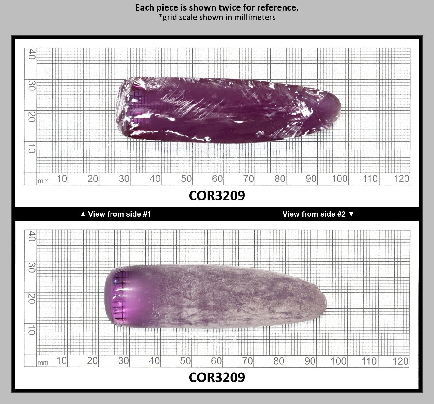 Djeva Alexandrite #48 Colored Lab Created Corundum Sapphire Faceting Rough for Gem Cutting - DISCONTINUED - Various Sizes - Split Boule : COR3209
