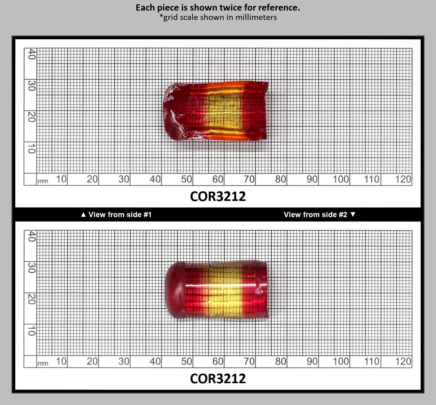 Yellow/Pink Bi-Color Lab Created Corundum Sapphire Faceting Rough for Gem Cutting - Various Sizes - Split Boule : COR3212