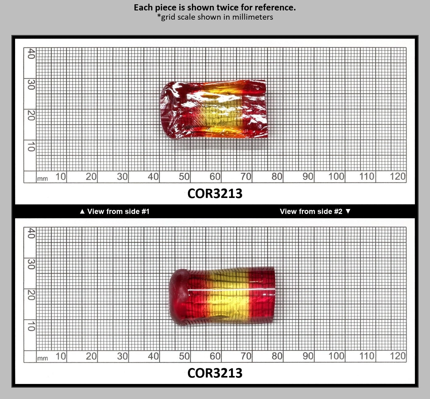 Yellow/Pink Bi-Color Lab Created Corundum Sapphire Faceting Rough for Gem Cutting - Various Sizes - Split Boule : COR3213