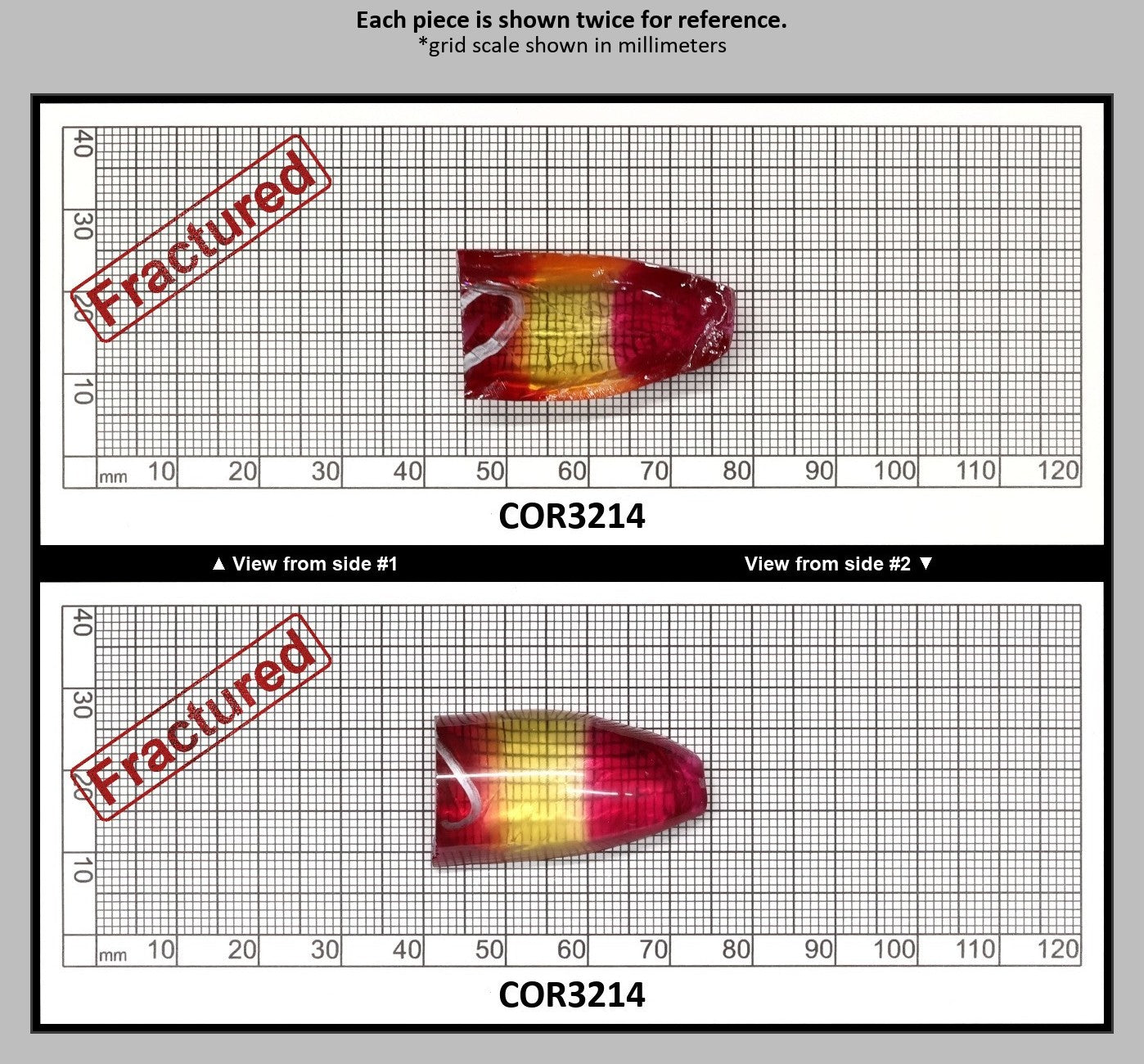 Yellow/Pink Bi-Color Lab Created Corundum Sapphire Faceting Rough for Gem Cutting - Various Sizes - Split Boule : COR3214