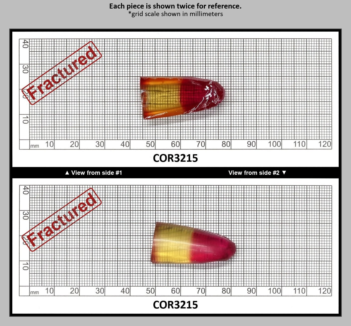 Yellow/Pink Bi-Color Lab Created Corundum Sapphire Faceting Rough for Gem Cutting - Various Sizes - Split Boule : COR3215