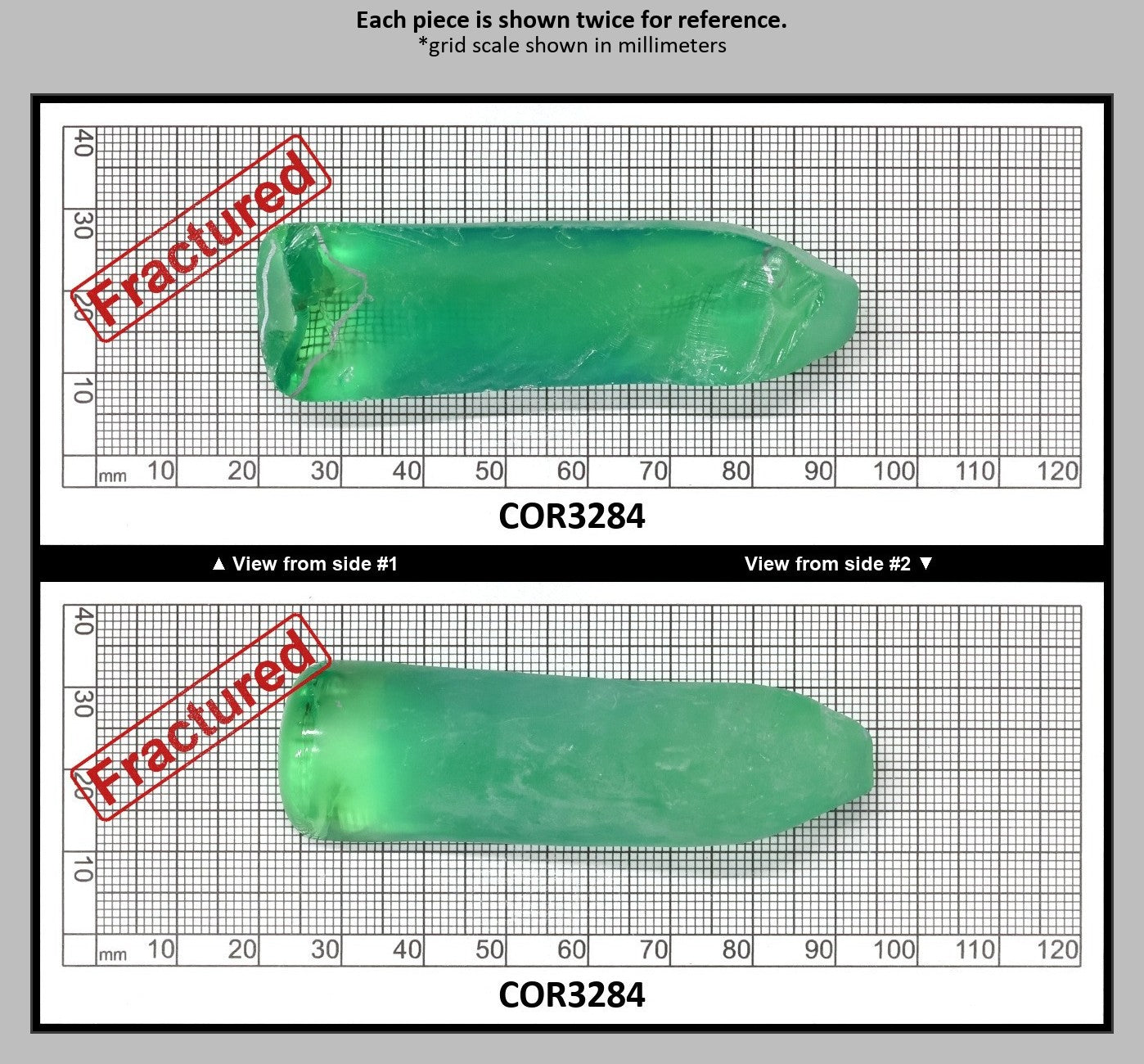Light Green #73 Lab Created Corundum Sapphire Faceting Rough for Gem Cutting - Various Sizes - Split Boule : COR3284