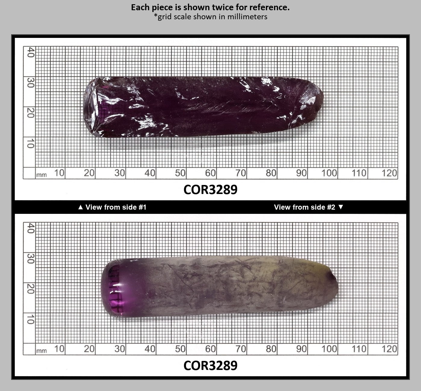 Djeva Alexandrite #48 Colored Lab Created Corundum Sapphire Faceting Rough for Gem Cutting - DISCONTINUED - Various Sizes - Split Boule : COR3289