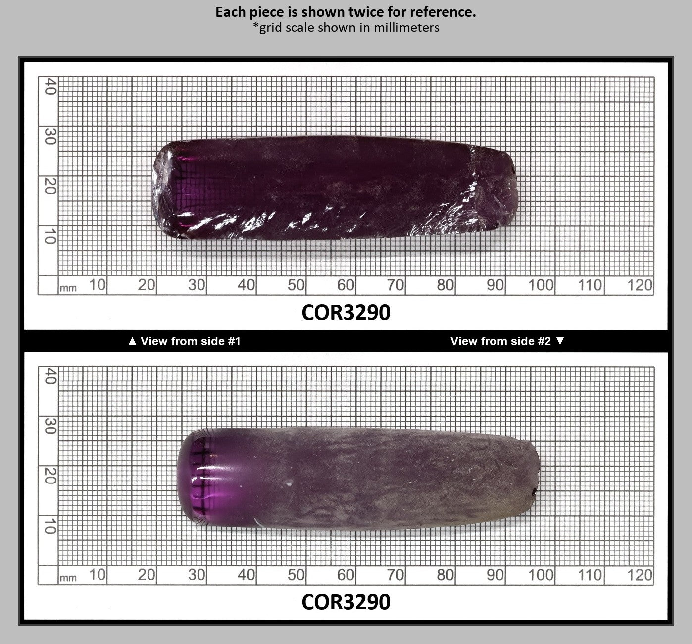 Djeva Alexandrite #48 Colored Lab Created Corundum Sapphire Faceting Rough for Gem Cutting - DISCONTINUED - Various Sizes - Split Boule : COR3290