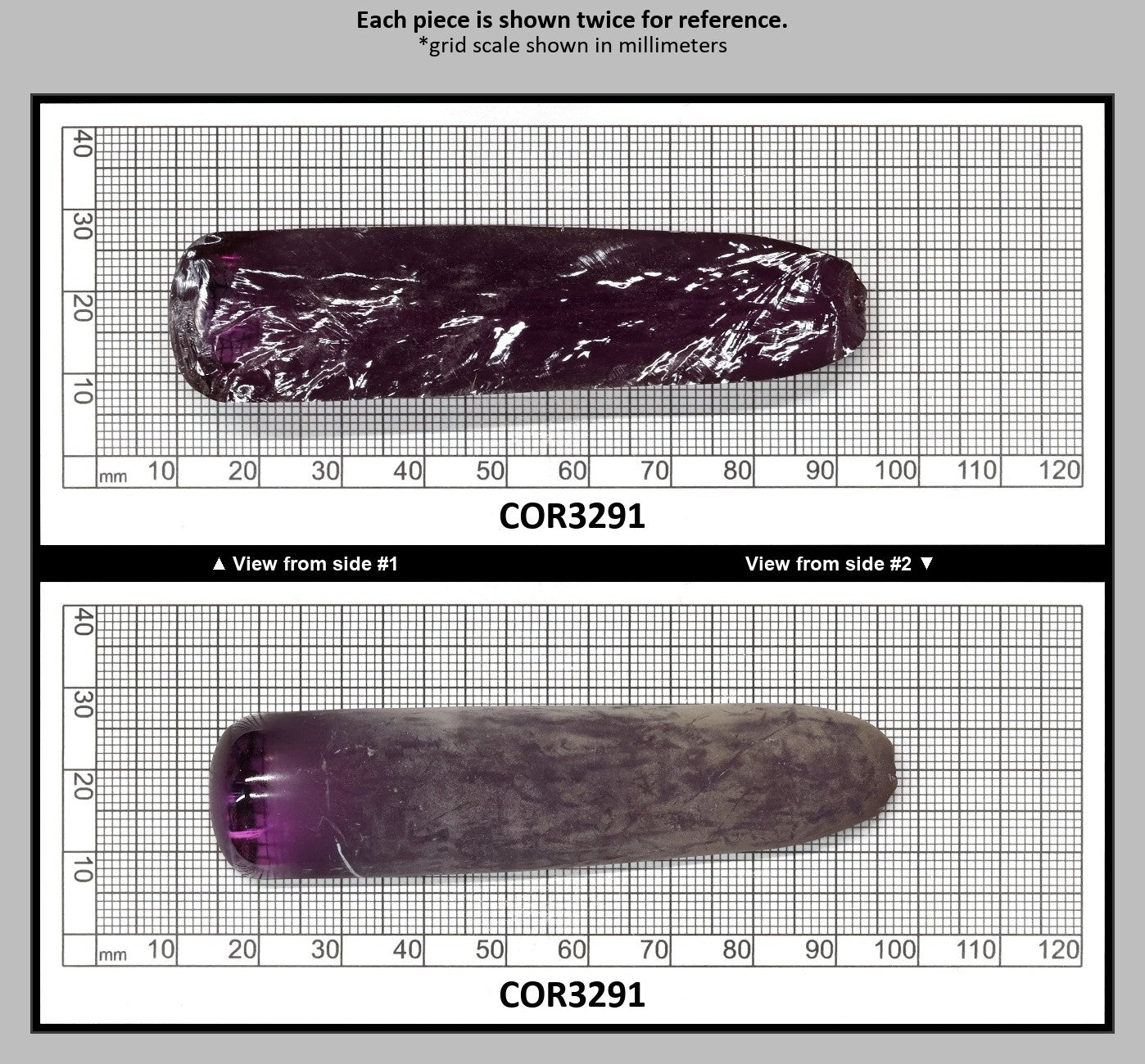Djeva Alexandrite #48 Colored Lab Created Corundum Sapphire Faceting Rough for Gem Cutting - DISCONTINUED - Various Sizes - Split Boule : COR3291
