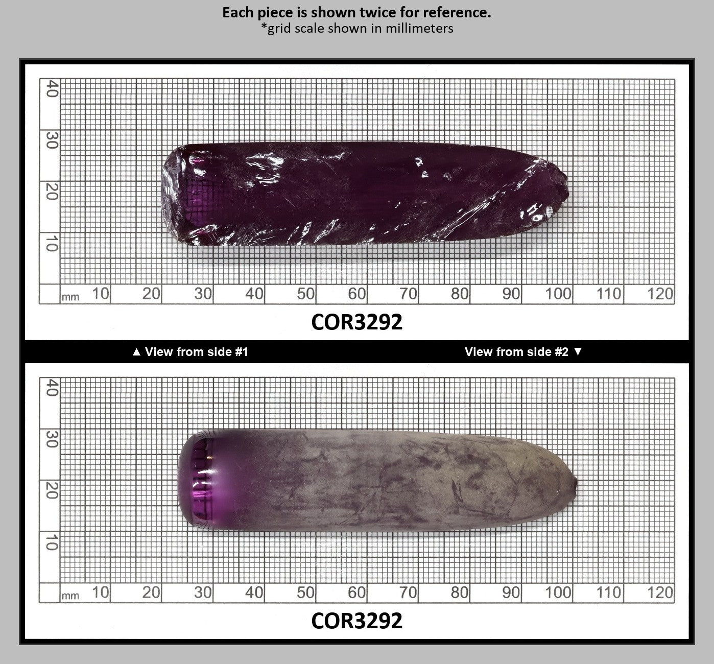 Djeva Alexandrite #48 Colored Lab Created Corundum Sapphire Faceting Rough for Gem Cutting - DISCONTINUED - Various Sizes - Split Boule : COR3292