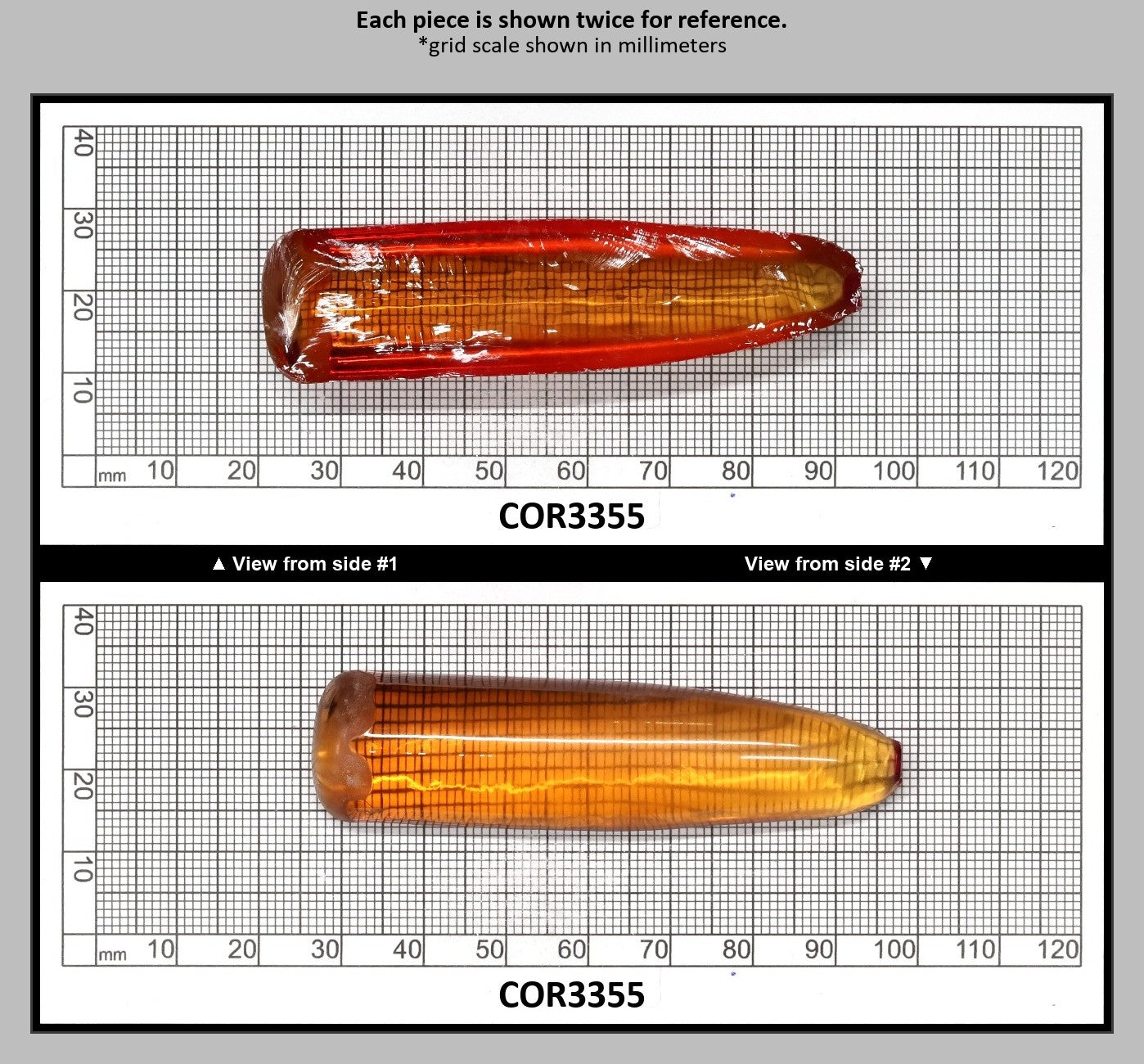 Orange #22SP Lab Created Corundum Faceting Rough for Gem Cutting - Various Sizes - Split Boule : COR3355