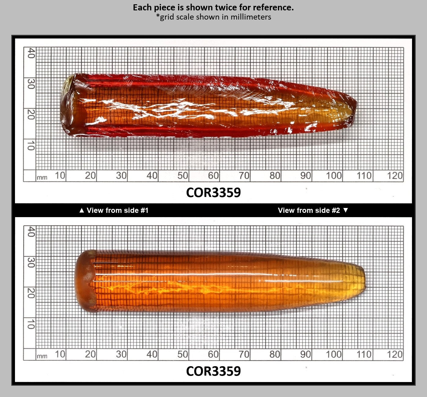 Orange #22SP Lab Created Corundum Faceting Rough for Gem Cutting - Various Sizes - Split Boule : COR3359