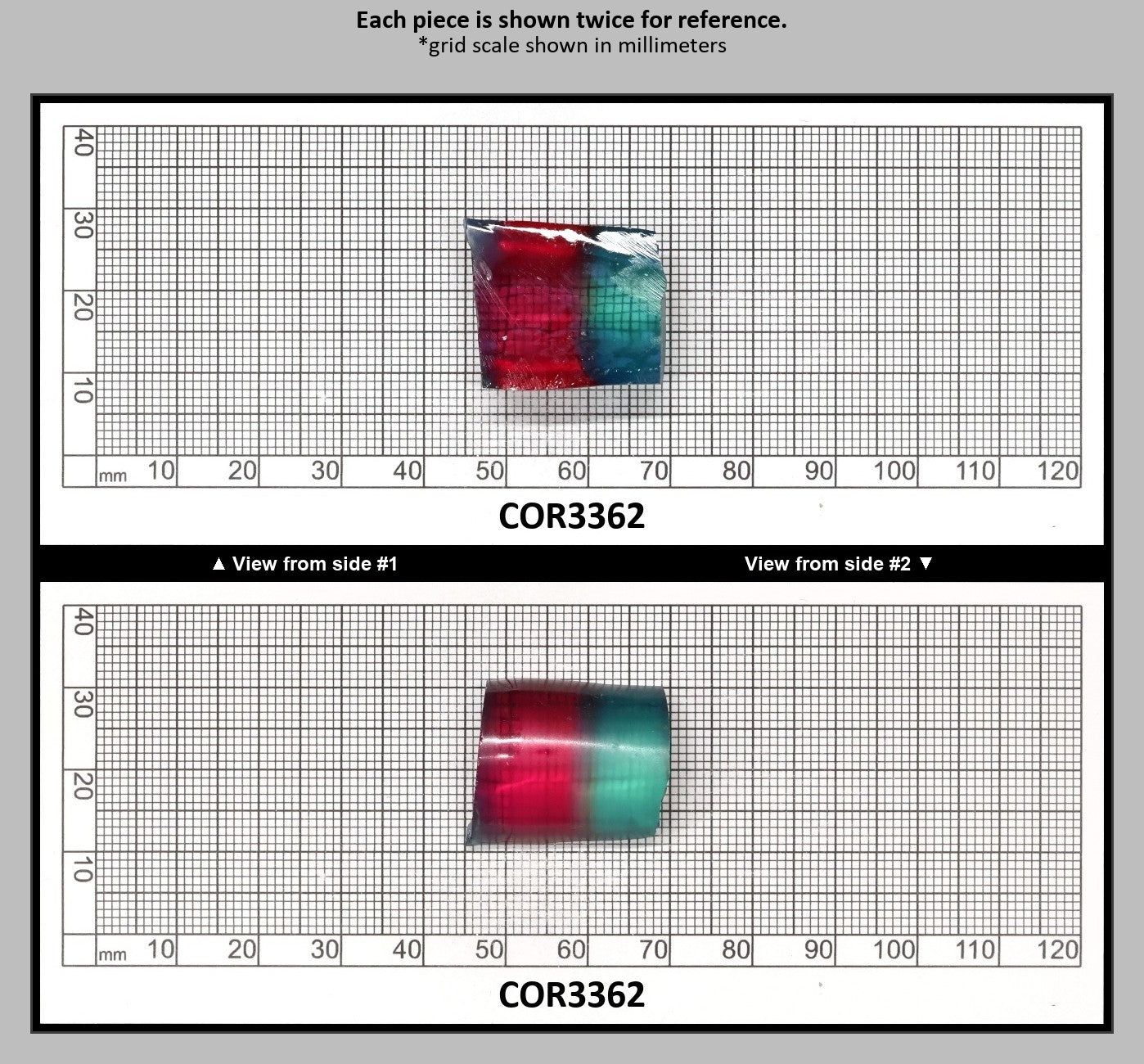 Pink/Paraiba Bi-Color Lab Created Corundum Sapphire Faceting Rough for Gem Cutting - Various Sizes - Split Boule : COR3362