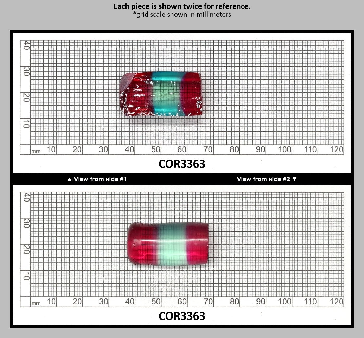 Pink/Paraiba Bi-Color Lab Created Corundum Sapphire Faceting Rough for Gem Cutting - Various Sizes - Split Boule : COR3363
