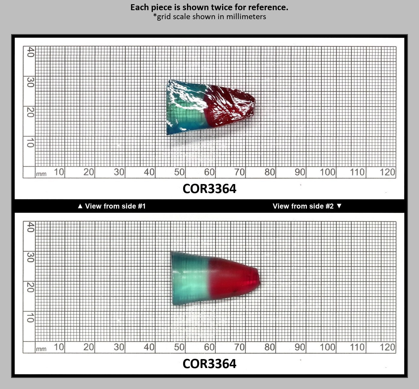 Pink/Paraiba Bi-Color Lab Created Corundum Sapphire Faceting Rough for Gem Cutting - Various Sizes - Split Boule : COR3364