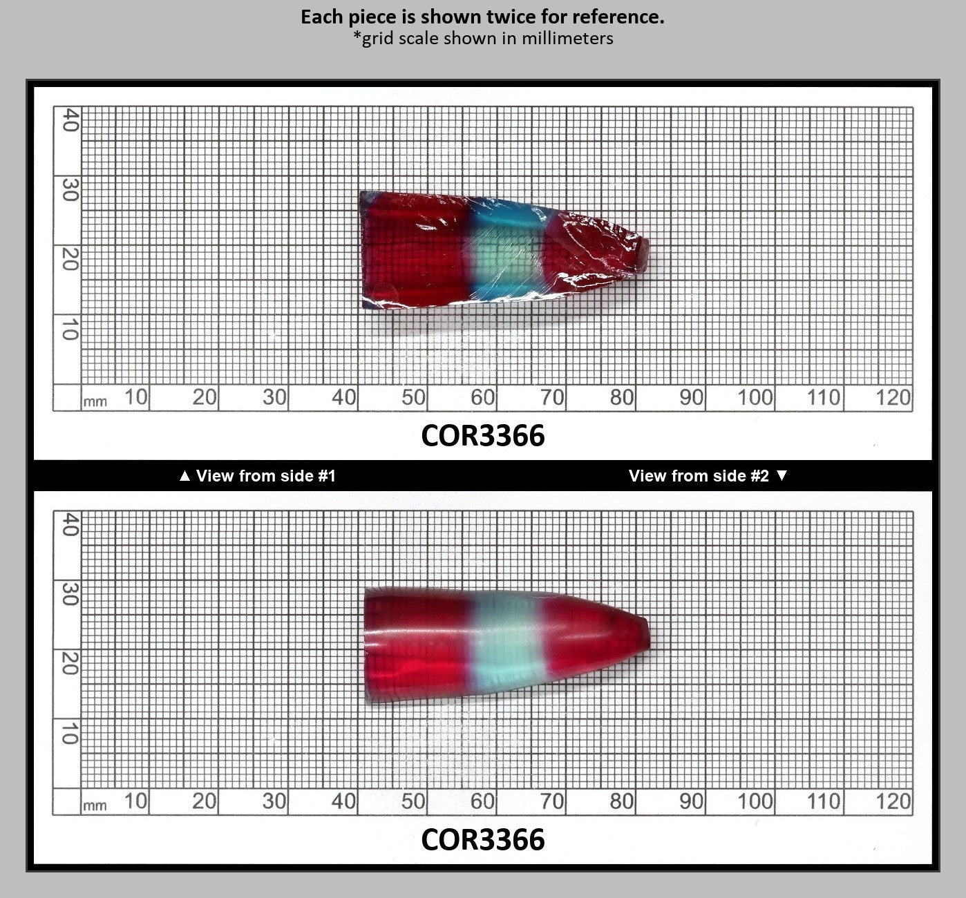 Pink/Paraiba Bi-Color Lab Created Corundum Sapphire Faceting Rough for Gem Cutting - Various Sizes - Split Boule : COR3366