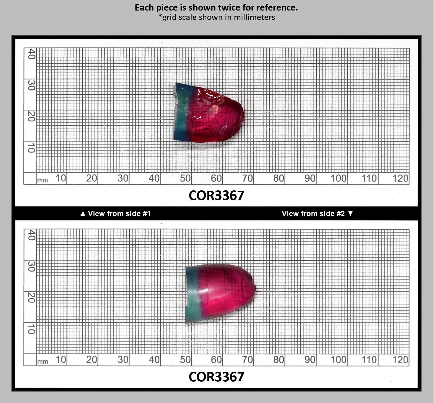 Pink/Paraiba Bi-Color Lab Created Corundum Sapphire Faceting Rough for Gem Cutting - Various Sizes - Split Boule : COR3367