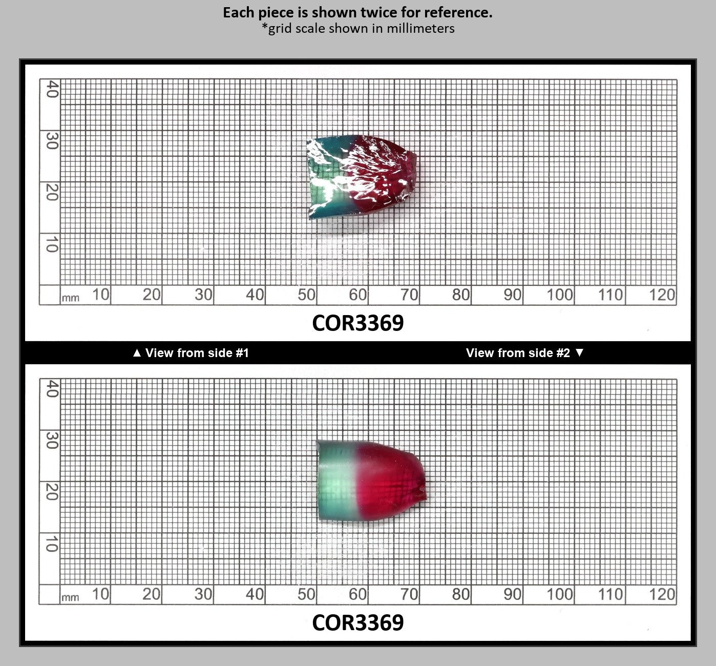 Pink/Paraiba Bi-Color Lab Created Corundum Sapphire Faceting Rough for Gem Cutting - Various Sizes - Split Boule : COR3369