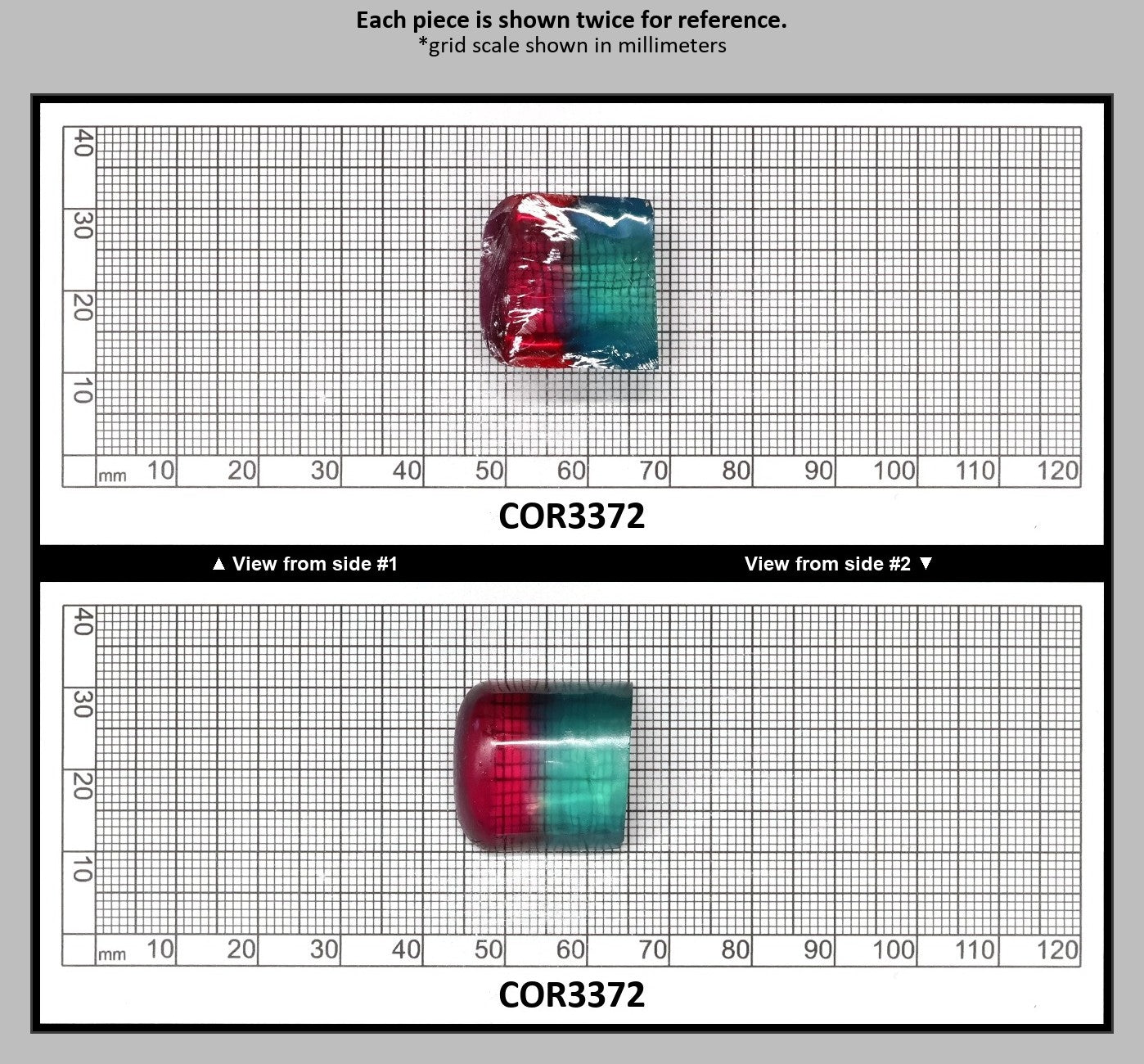 Pink/Paraiba Bi-Color Lab Created Corundum Sapphire Faceting Rough for Gem Cutting - Various Sizes - Split Boule : COR3372